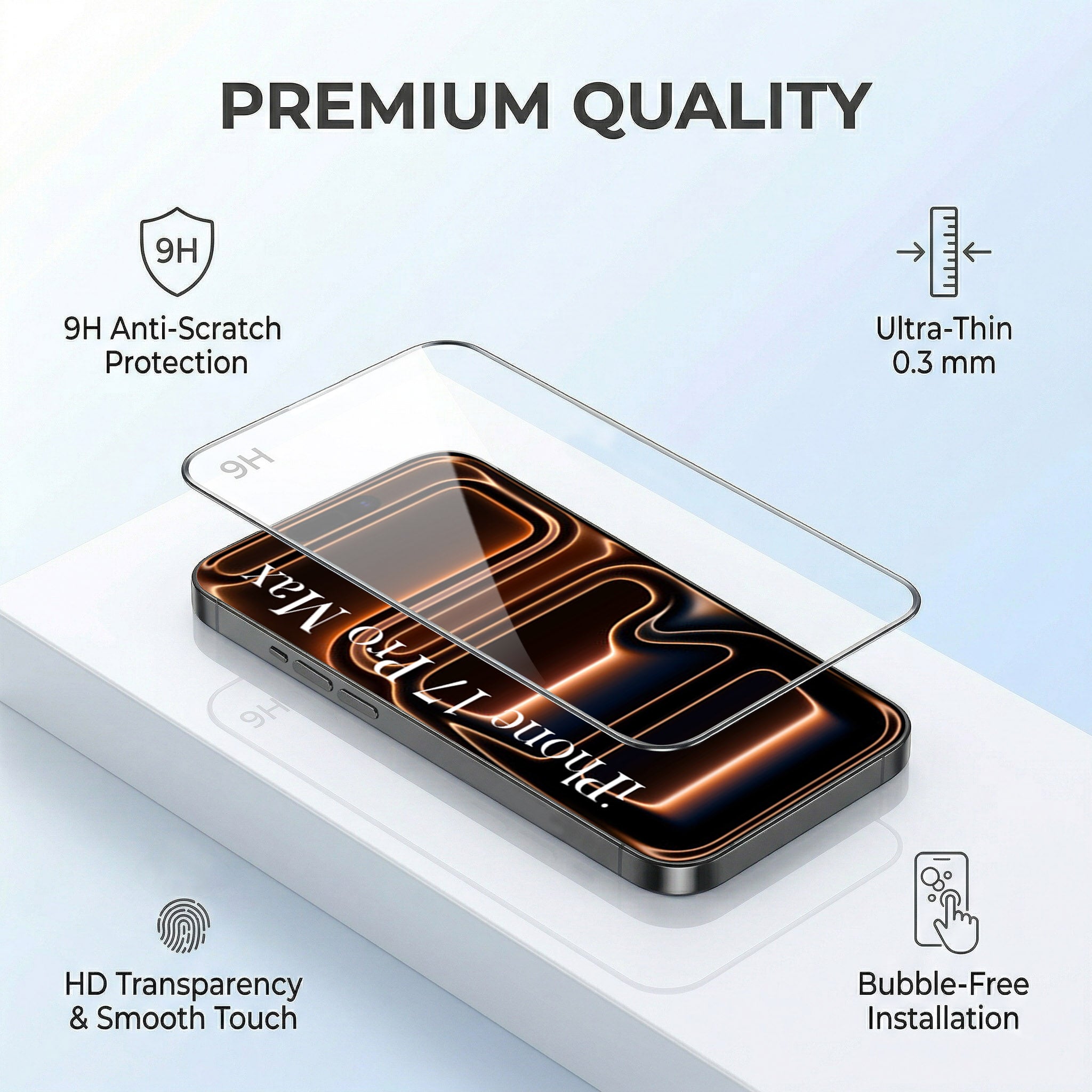 For Apple iPhone 17 Pro Max Combo with Back Cover and 9H Tempered Glass (Lifetime Anti-Yellow | Crystal Clear Shockproof | Oleophobic Coating Screen Glass)
