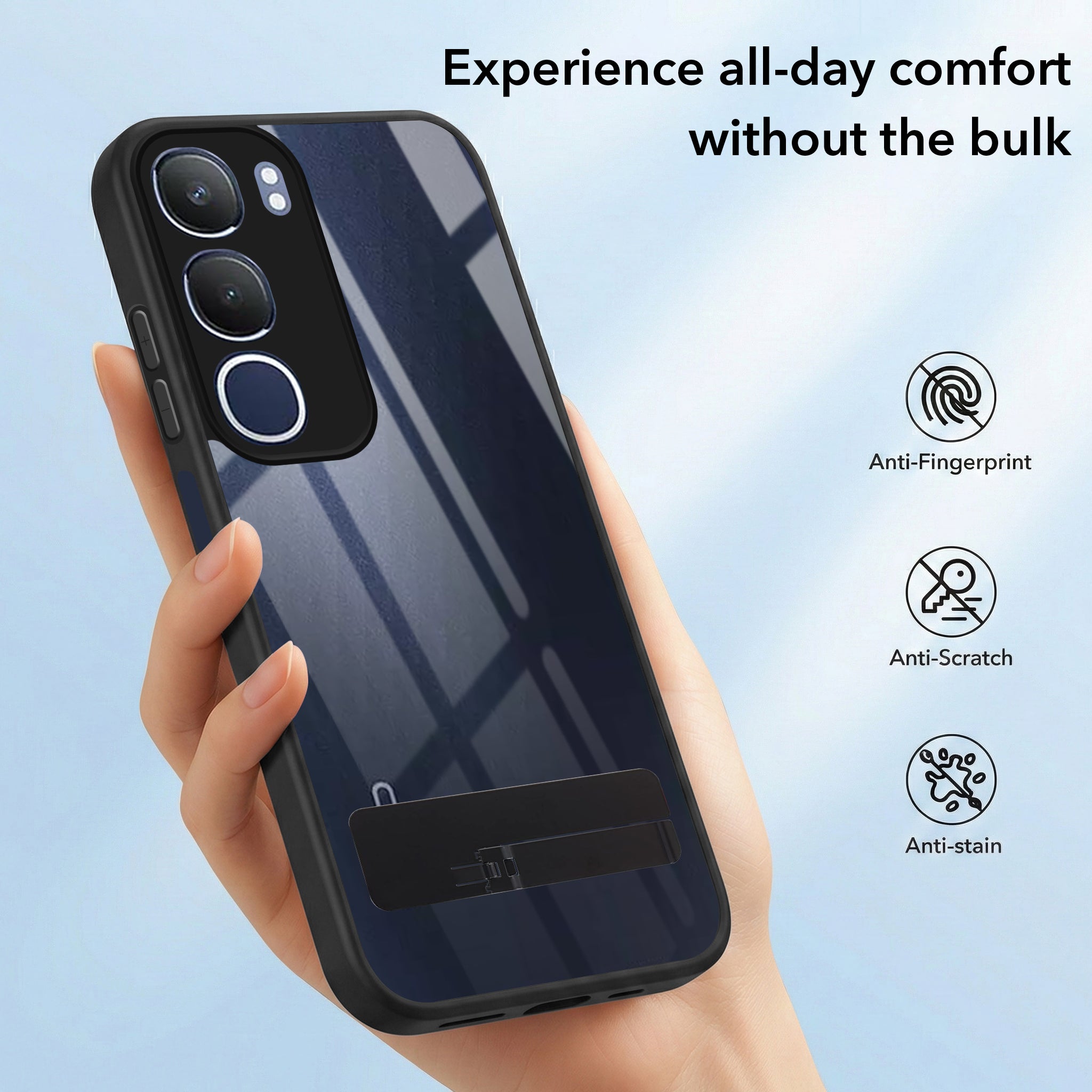 For Vivo Y29 Back Cover Case (Built-in Stand | Lifetime Anti Yellow | Kickstand Shockproof | Camera Protection | MagSafe Compatible)