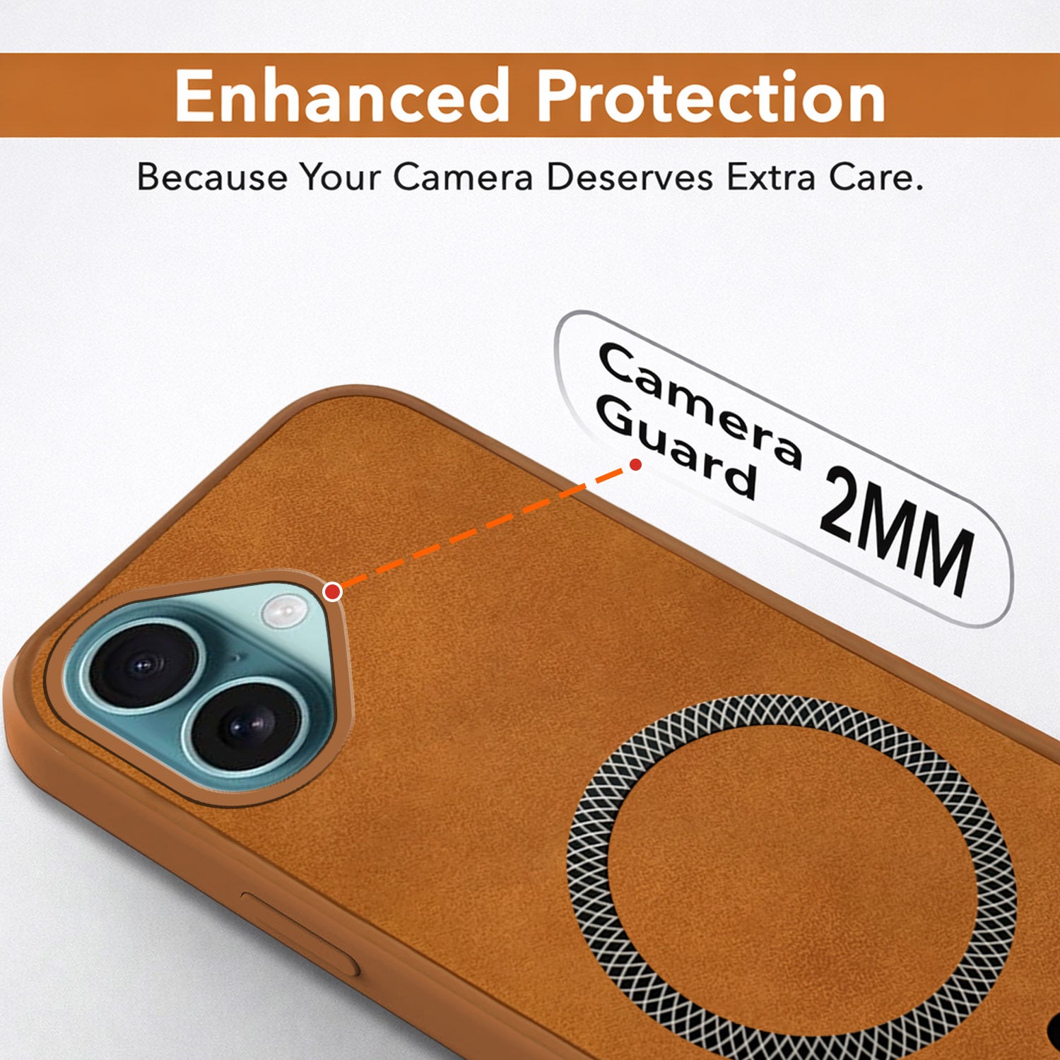 For Apple iPhone 16 Plus Back Cover Case (Sleek Leather Finish | MagSafe Compatible Wireless Charging | Camera Bump Protection)
