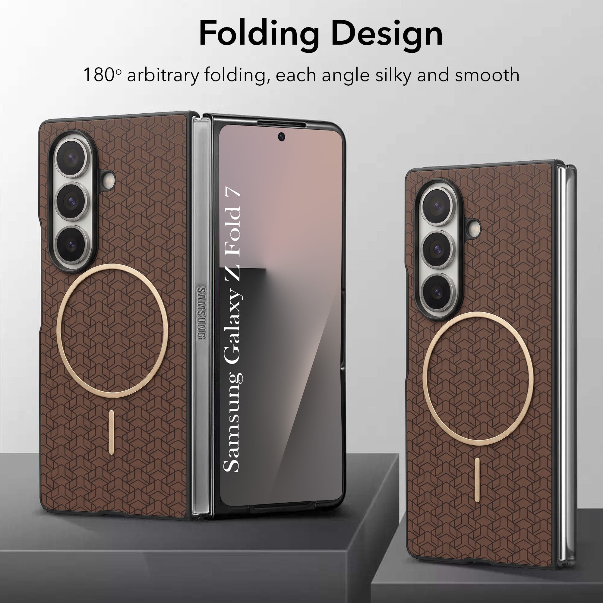 For Samsung Galaxy Z Fold 7 Back Cover Case Leather Finish (MagSafe Wireless Charging Compatible | Inside Microfiber Cloth)