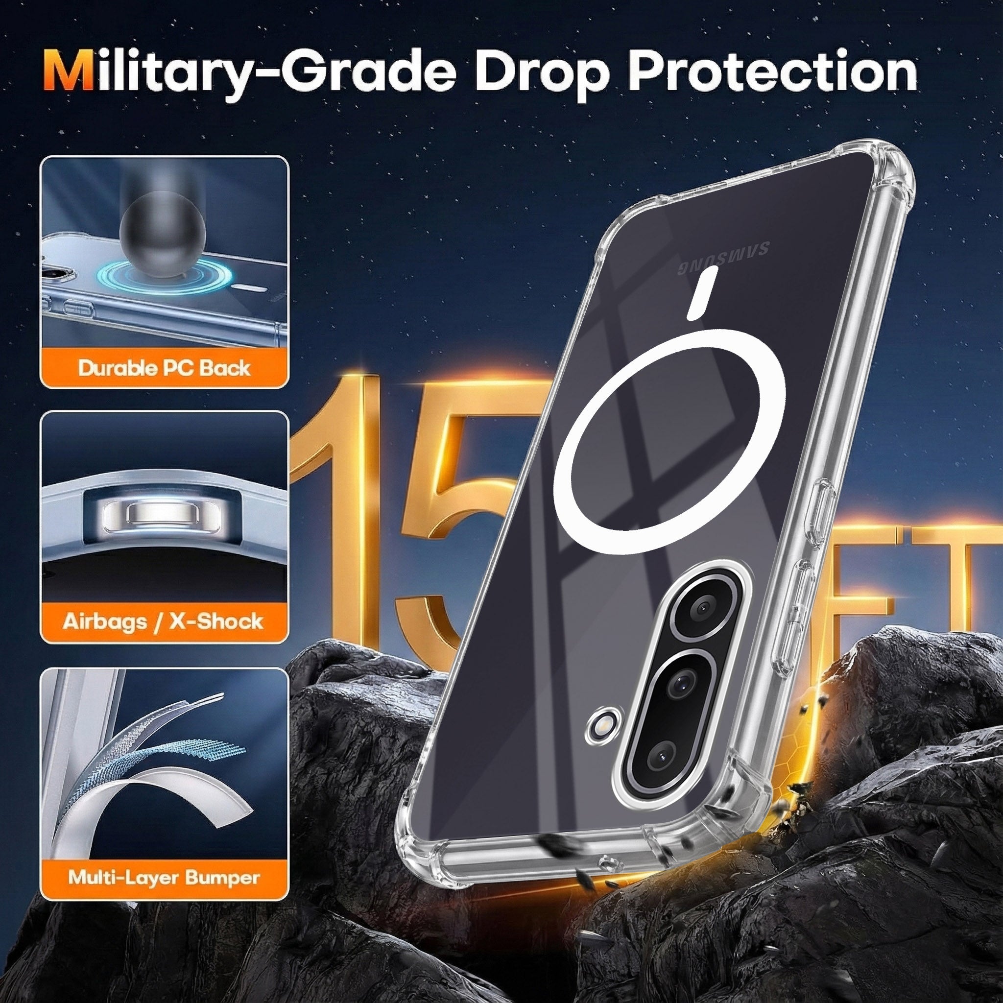 For Samsung Galaxy M56 | Samsung Galaxy F56 Back Cover Shockproof Crystal-Clear (Magsafe Wireless Support | Drop & Camera Protection | Hard Polycarbonate)