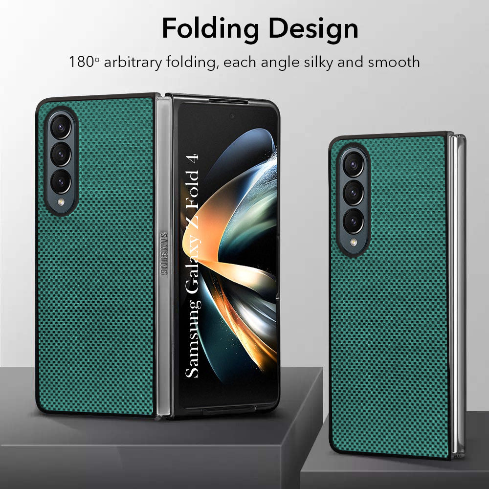 For Samsung Galaxy Z Fold 4 5G Back Flip Case Cover (Craft Printed Design | Hybrid Texture | Inside Microfiber Cloth)