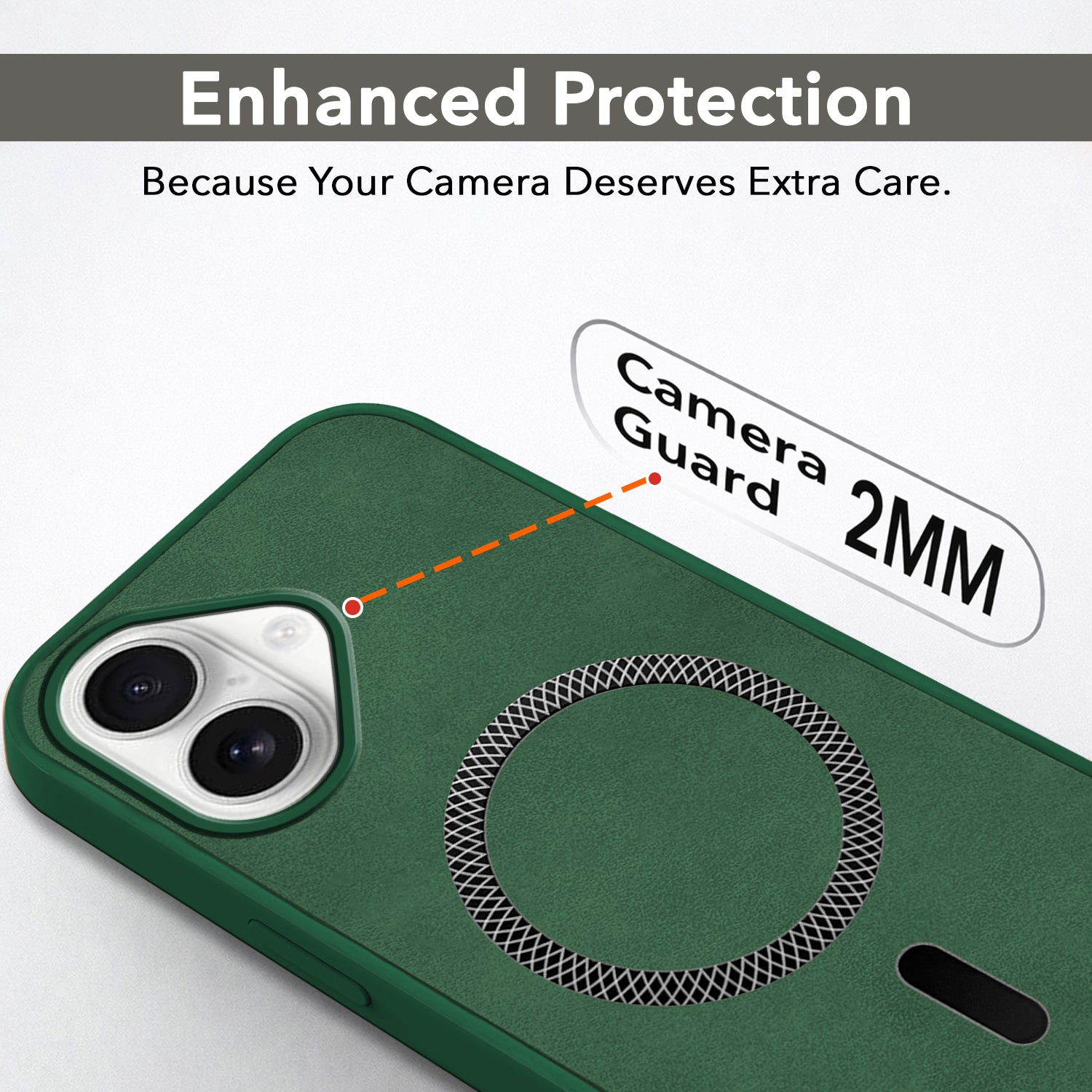 For Apple iPhone 16 Back Cover Case (Sleek Leather Finish | MagSafe Compatible Wireless Charging | Camera Bump Protection)