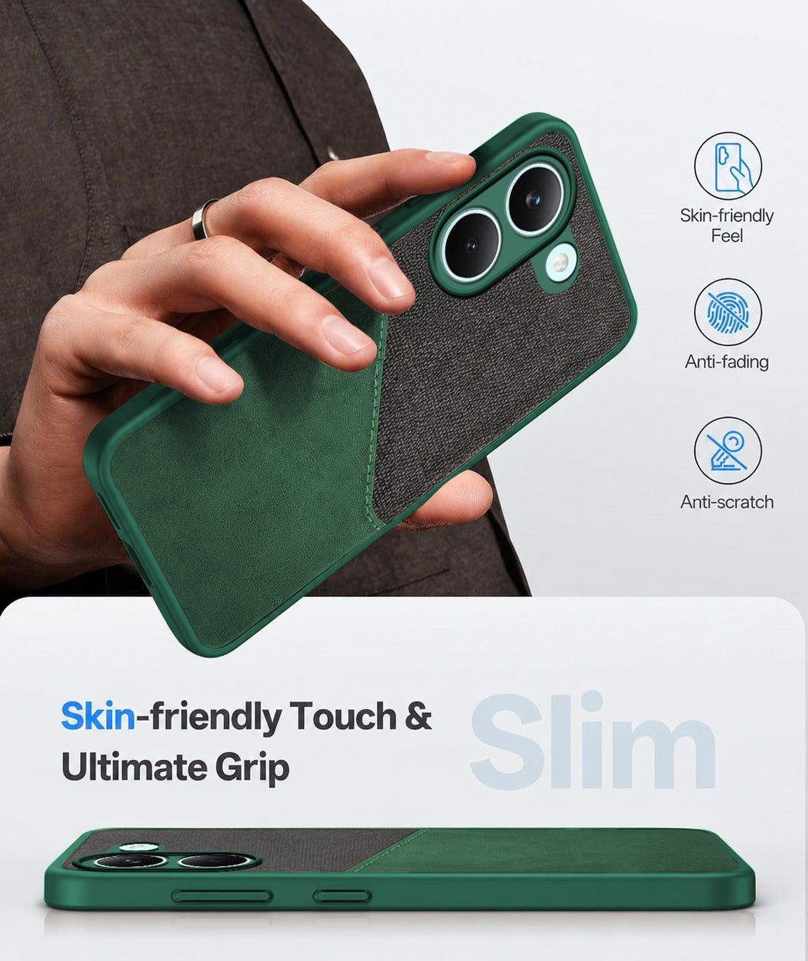 For Poco X8 Pro Back Cover Case (Dual PU Leather Stitch | Professional Minimalist | Soft and Flexible)
