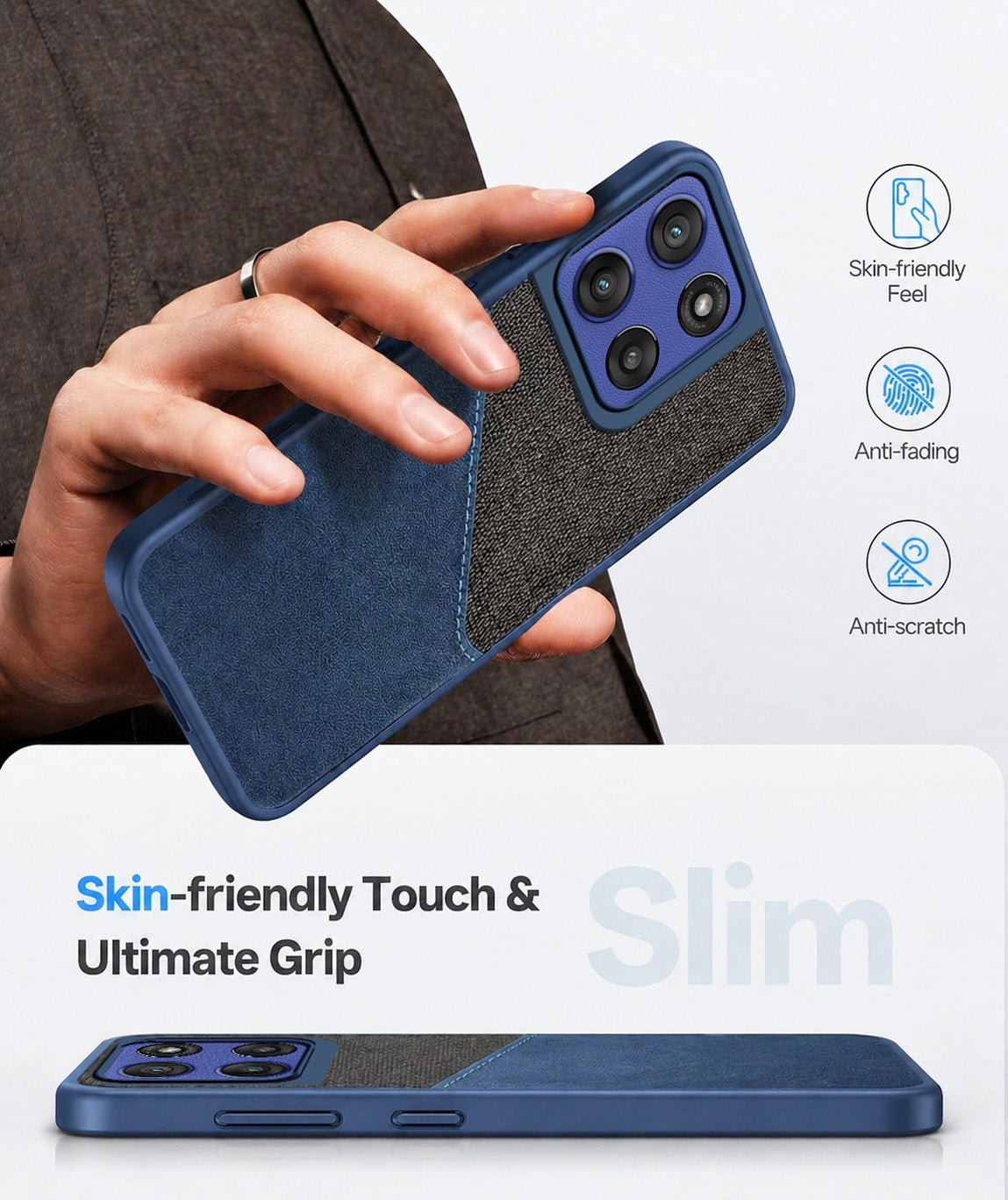 For Motorola Moto Edge 60 Stylus Back Cover Case (Dual PU Leather Stitch | Professional Minimalist | Soft and Flexible)