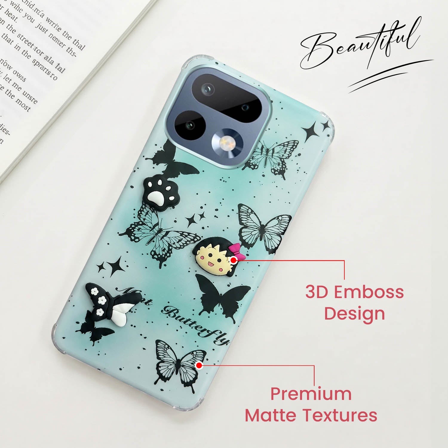 For Realme 16 Pro Back Cover Case (3D Cute Cartoons | Hard Back Side Soft | Matte Premium Finish | HD Printing)