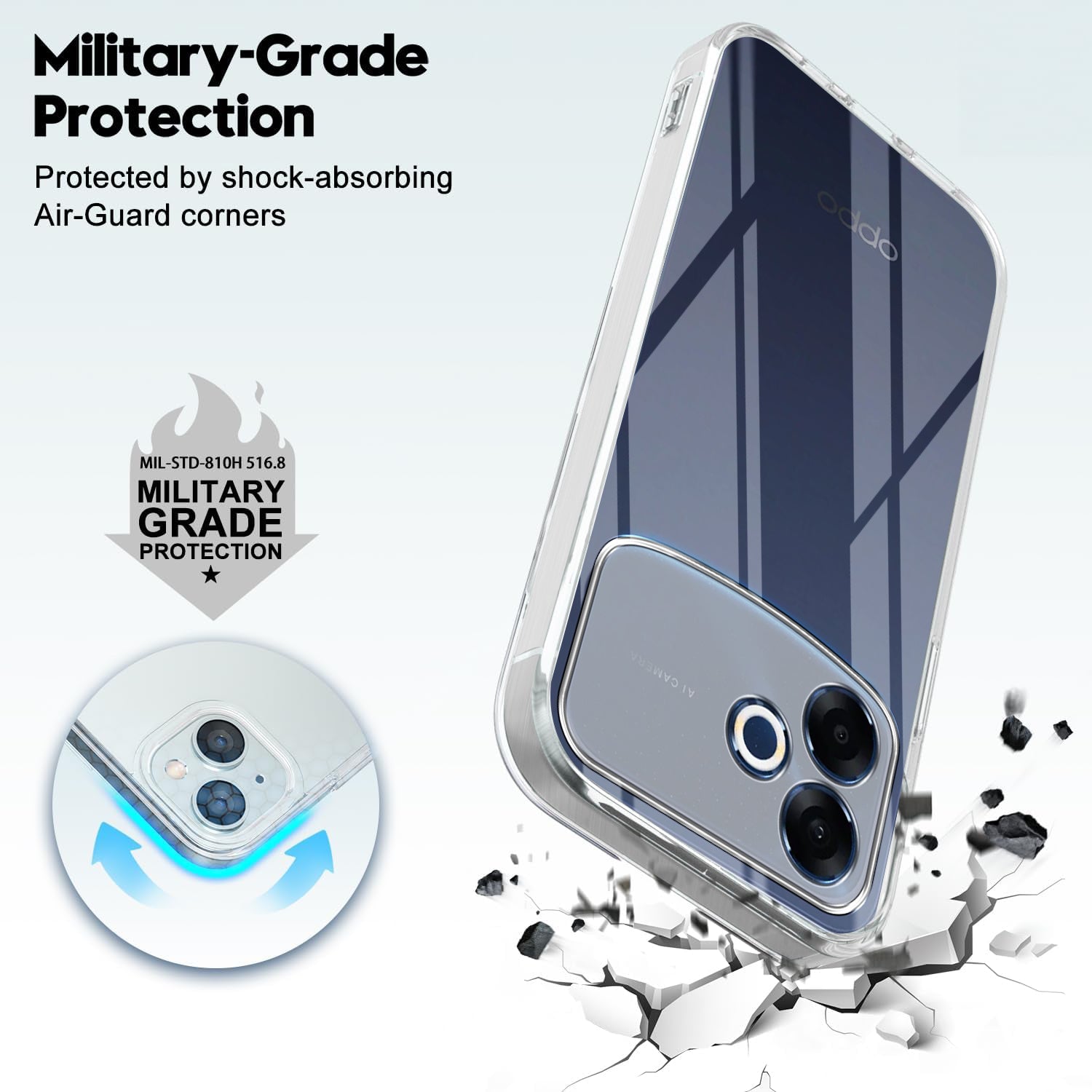 For Oppo F33 Pro 5G Back Cover Case Silicone (Clear Shockproof Case with Camera Protection | Soft and Flexible | Transparent)