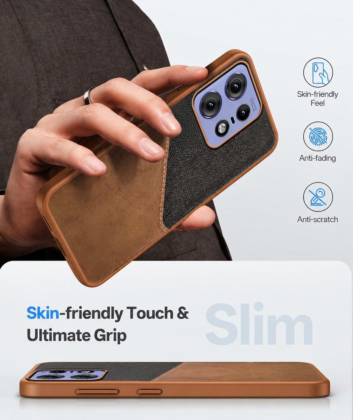 For Motorola Moto Edge 50 Pro Back Cover Case (Dual PU Leather Stitch | Professional Minimalist | Soft and Flexible)