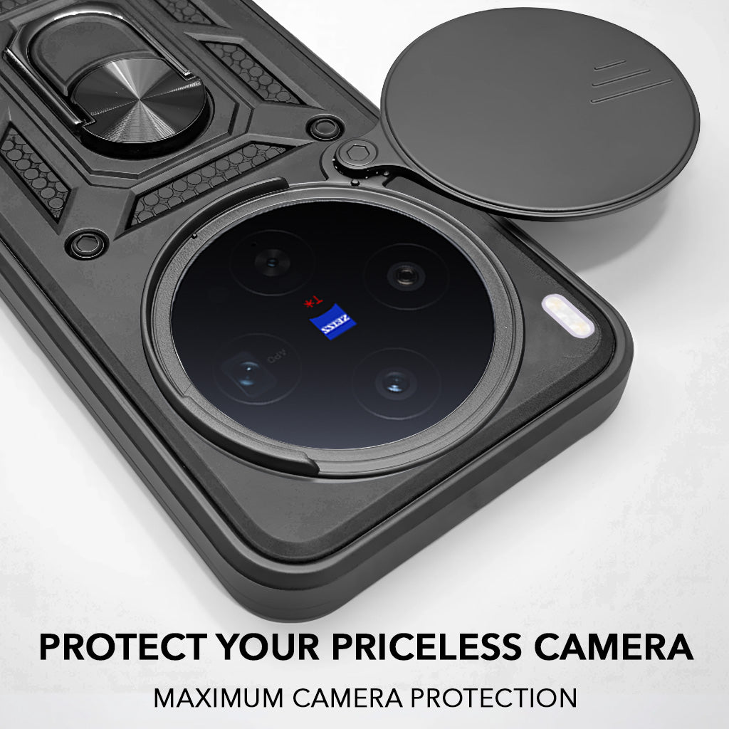 For Vivo X300 5G Back Cover Case Jkobi Hybrid Armor (Sliding Shutter Camera Protection | Polycarbonate |Ring Holder Kickstand)