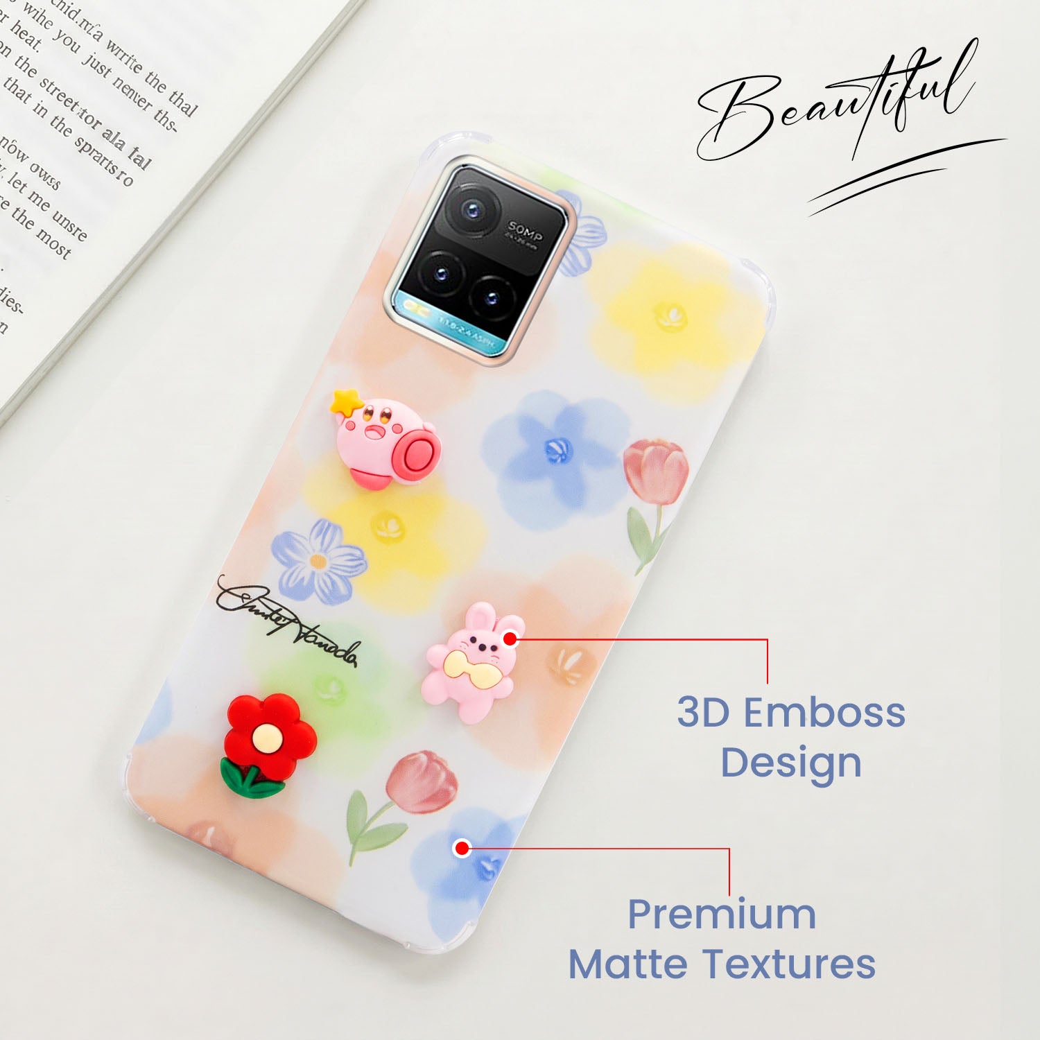 For Vivo Y33T | Vivo Y21T | Vivo Y21s Back Cover Case (3D Cute Cartoons | Hard Back Side Soft | Matte Premium Finish | HD Printing)