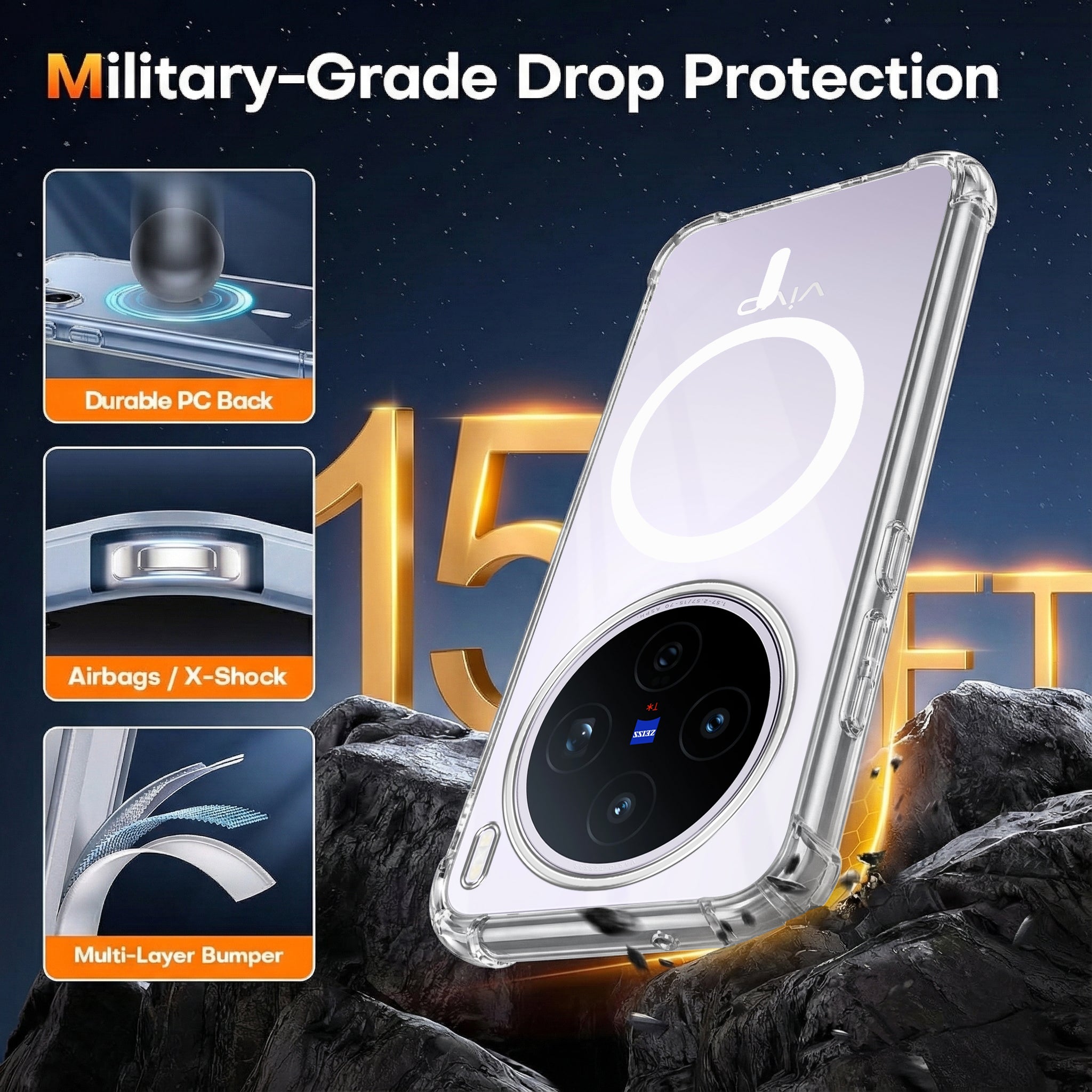 For Vivo X200T Back Cover Shockproof Crystal-Clear (Magsafe Wireless Support | Drop & Camera Protection | Hard Polycarbonate)