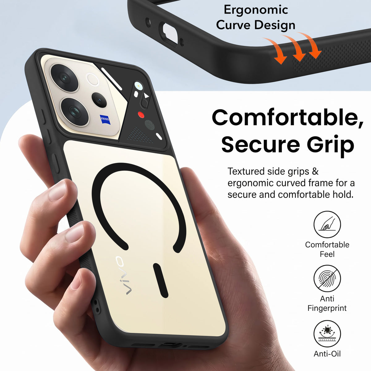 For Vivo V70 | Vivo V70 Elite 5G Back Cover Case Lifetime Anti-Yellow Clear (Camera Protection | Side Grip | Wireless MagSafe Compatible)