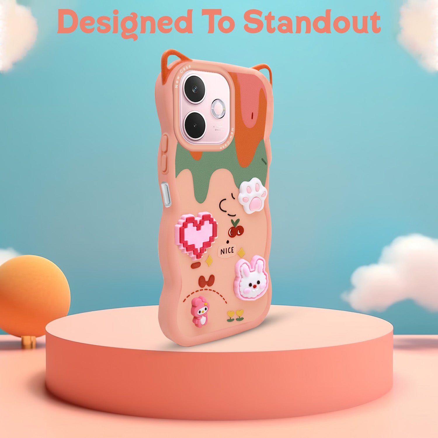 For Oppo A5 Pro Back Case Cover Strap(3D embossed Figures | Strap Holder | 360* Soft Cushion with Camera Bump)