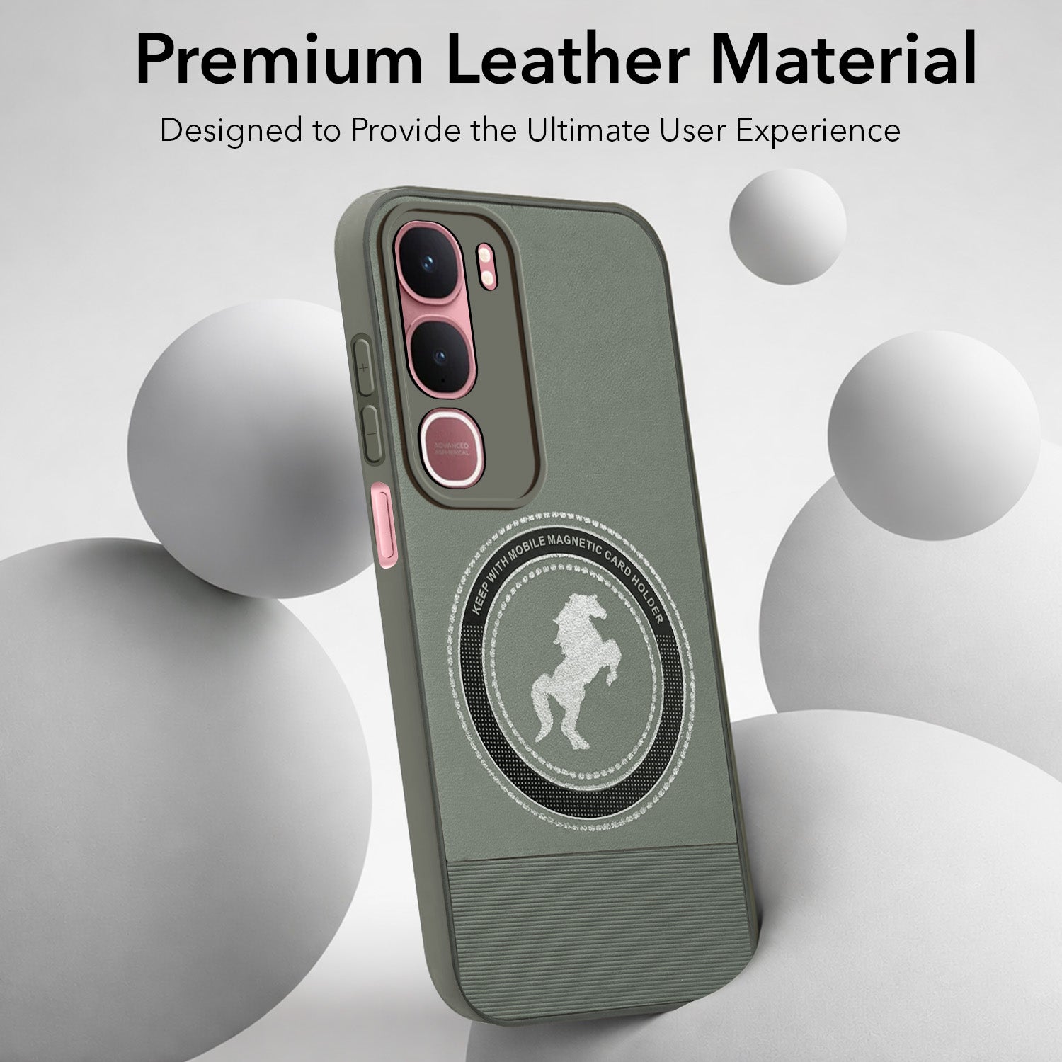 For Vivo Y31 5G Back Cover Case PU Leather Finish (Professional Minimalist Texture | MagSafe Compatile | Camera Protection | Sleek Sober Formal)