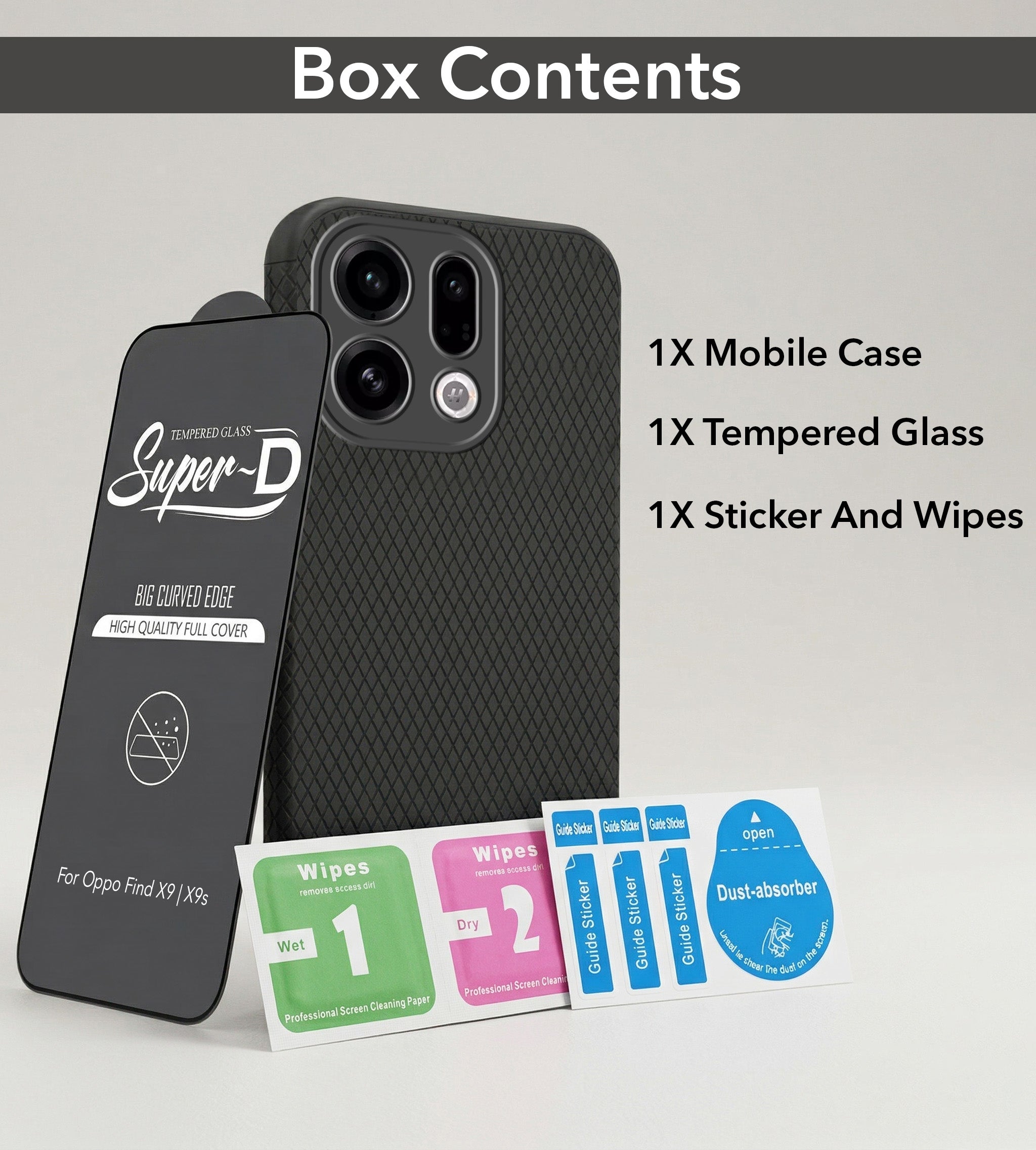 For Oppo Find X9 | Oppo Find X9s Combo with Back Cover and 9H Tempered Glass (Liquid Silicone | Camera Protection | Oleophobic Coating Screen Glass)