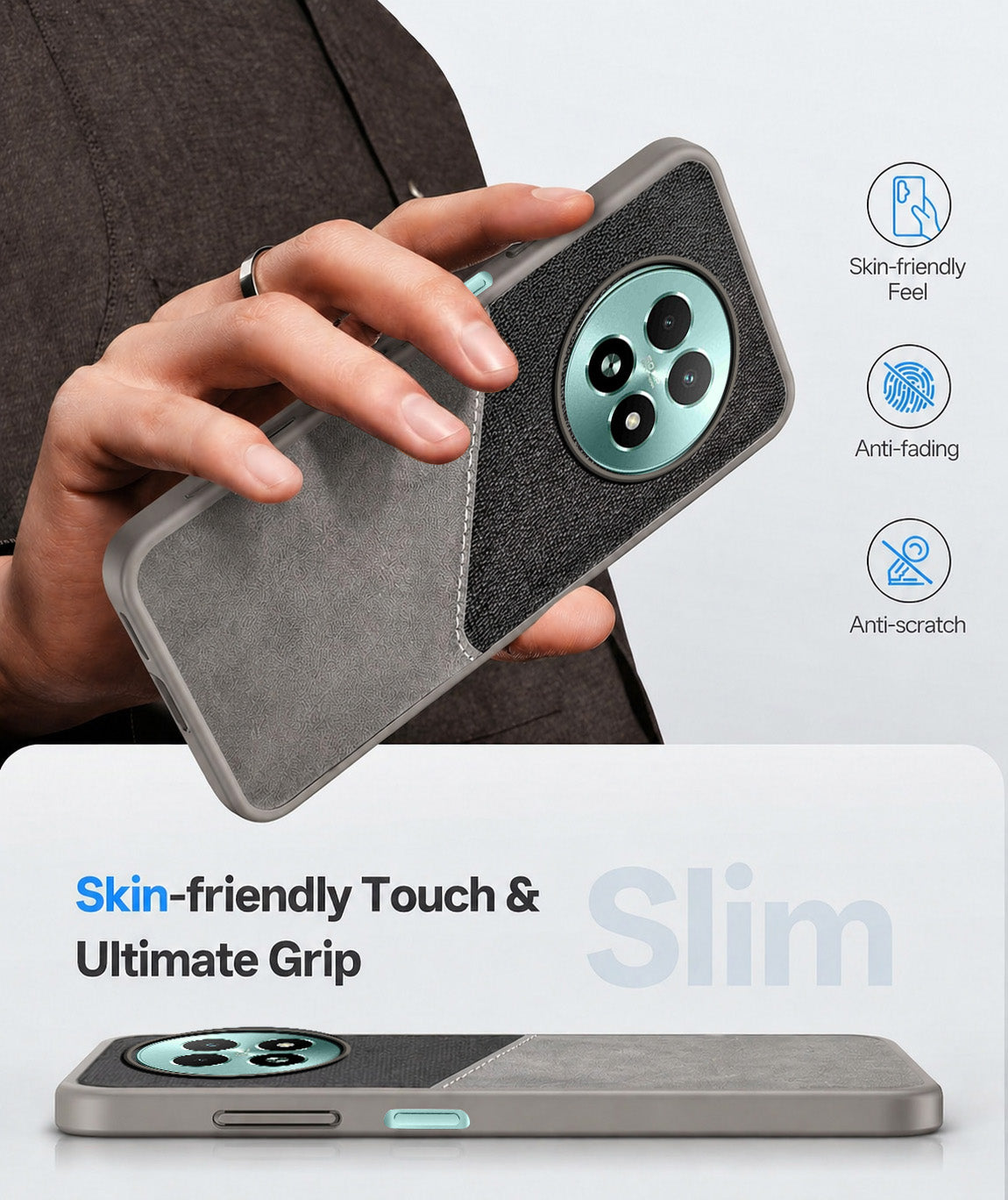 For Realme 13 Back Cover Case (Dual PU Leather Stitch | Professional Minimalist | Soft and Flexible)