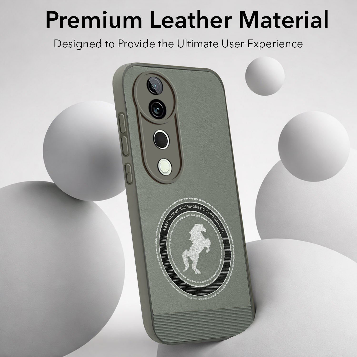 For Vivo T3 Ultra Back Cover Case PU Leather Finish Back Cover Case (Professional Minimalist Texture | MagSafe Compatile | Camera Protection | Sleek Sober Formal)