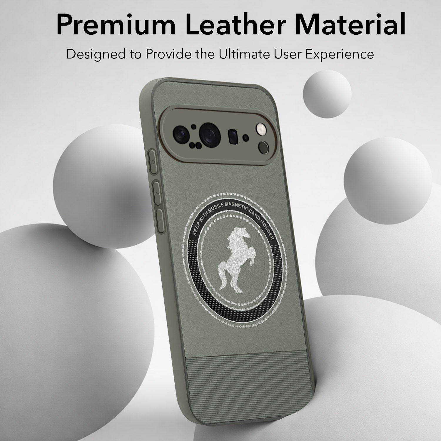 For Google Pixel 9 Pro Back Cover Case PU Leather Finish (Professional Minimalist Texture | MagSafe Compatile | Camera Protection | Sleek Sober Formal)