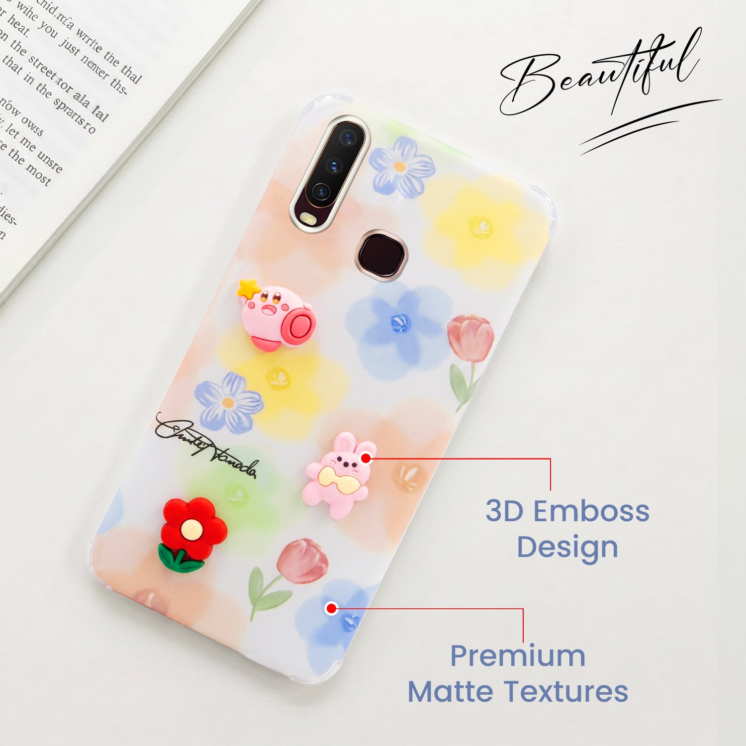 For Vivo Y12 | Y15 | Y17 Back Cover Case (3D Cute Cartoons | Hard Back Side Soft | Matte Premium Finish | HD Printing)