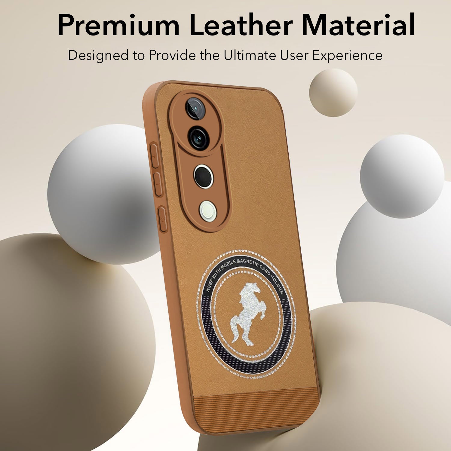 For Vivo T3 Ultra Back Cover Case PU Leather Finish Back Cover Case (Professional Minimalist Texture | MagSafe Compatile | Camera Protection | Sleek Sober Formal)