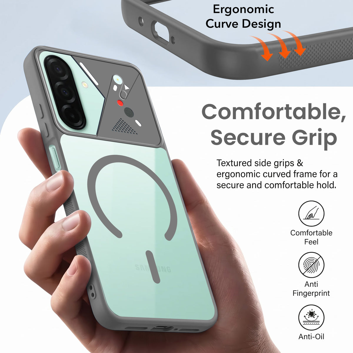 For Samsung Galaxy A26 5G Back Cover Case Lifetime Anti-Yellow Clear (Camera Protection | Side Grip | Wireless MagSafe Compatible)