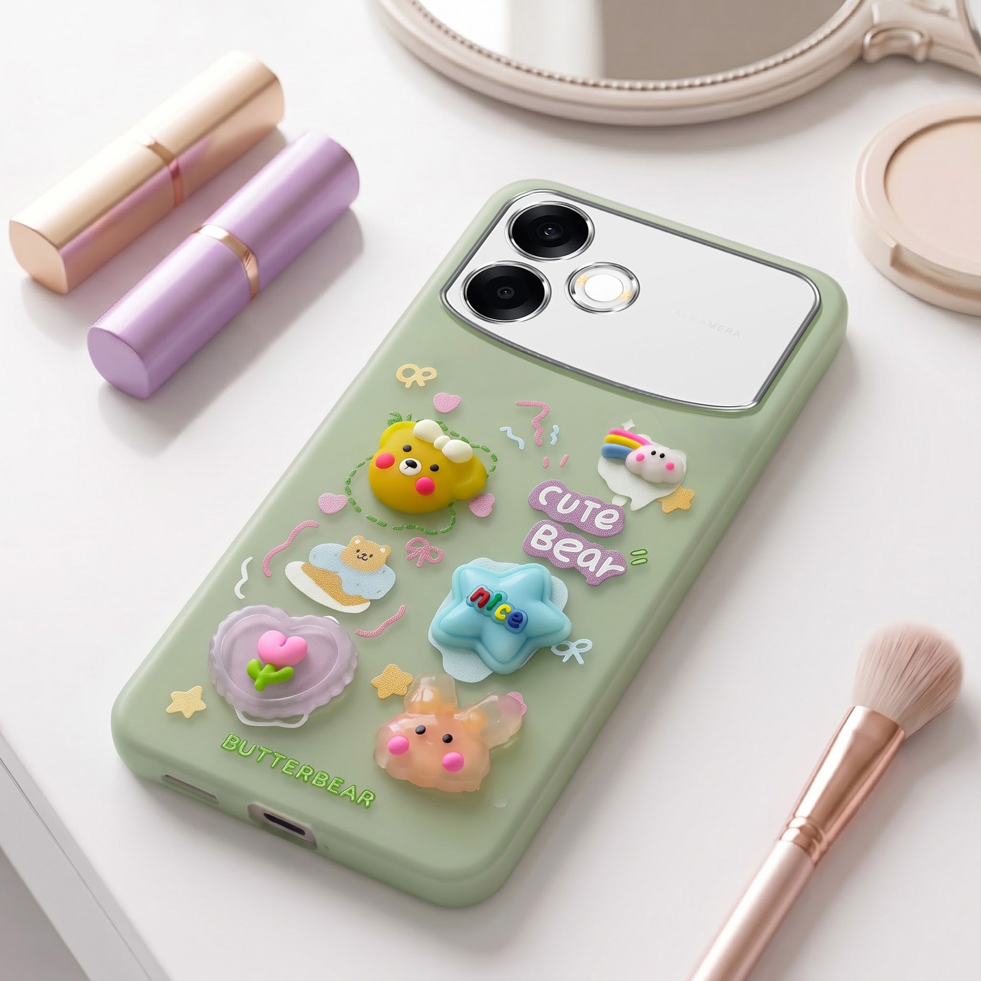 For Oppo F33 Pro 5G Back Cover Case (3D Cute Cartoons | Hard Back Side Soft | Matte Premium Finish | HD Printing)