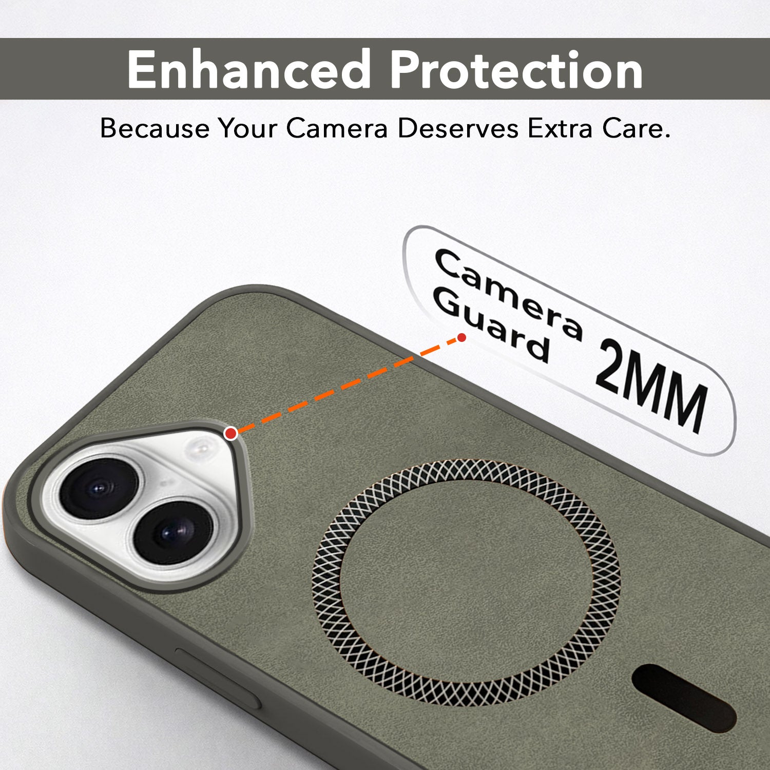 For Apple iPhone 16 Back Cover Case (Sleek Leather Finish | MagSafe Compatible Wireless Charging | Camera Bump Protection)