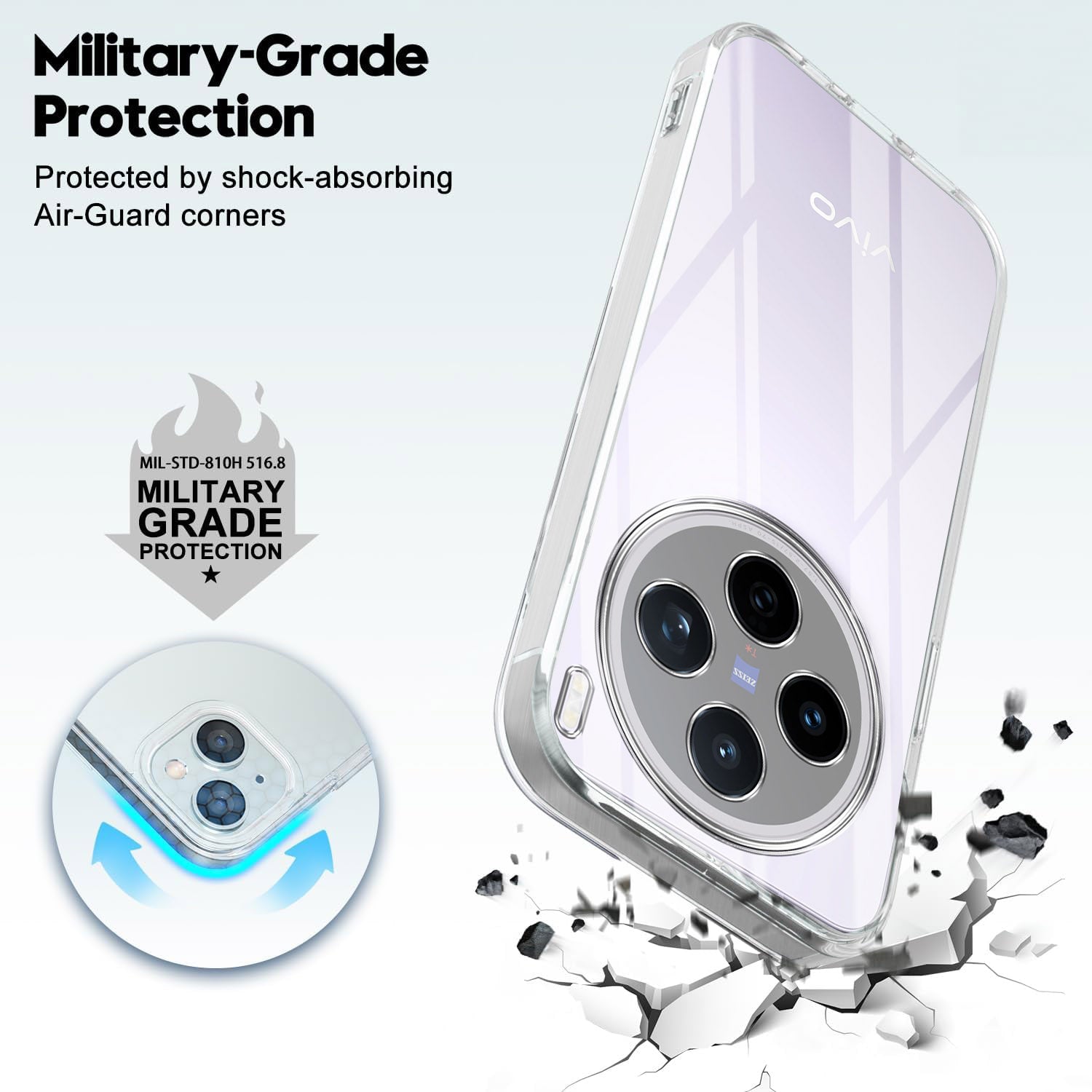 For Vivo X200T Back Cover Case Silicone (Clear Shockproof Case with Camera Protection | Soft and Flexible | Transparent)