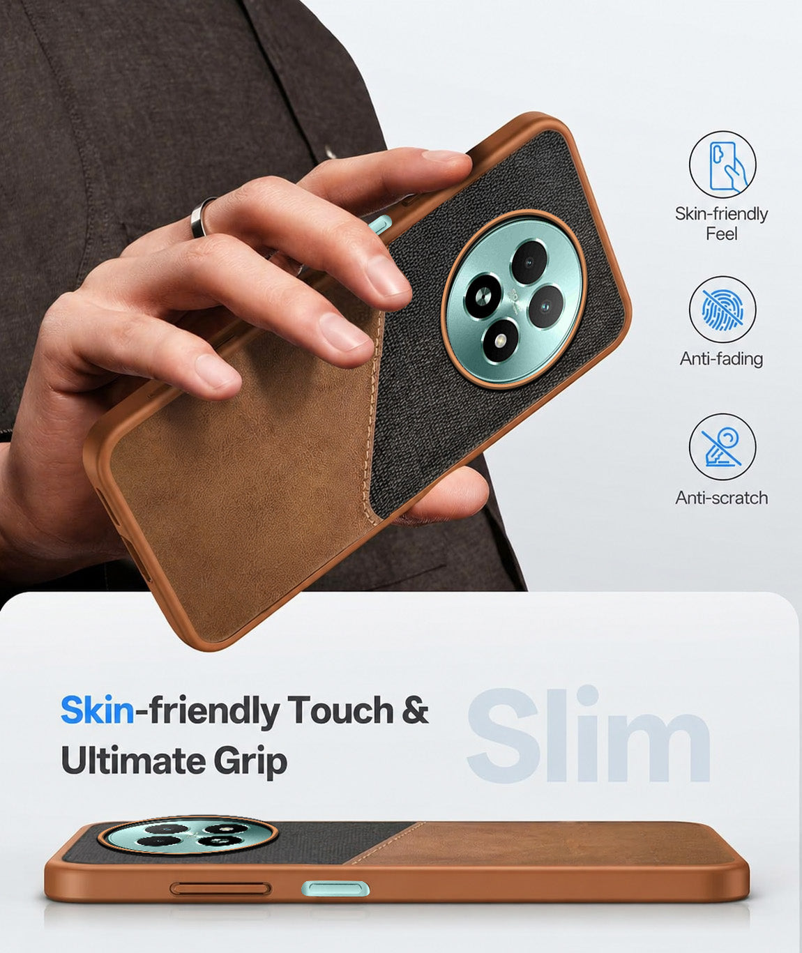 For Realme 13 Back Cover Case (Dual PU Leather Stitch | Professional Minimalist | Soft and Flexible)