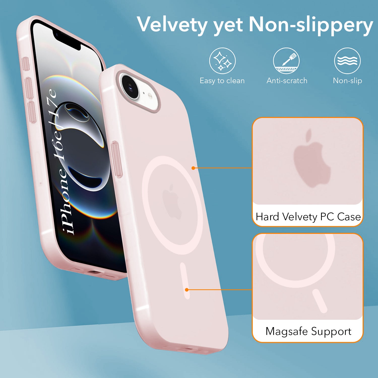 For iPhone 16e | iPhone 17e Back Cover Case (Frosted Matte Feel | MagSafe Compatible Wireless Charging | Polycarbonate Material)