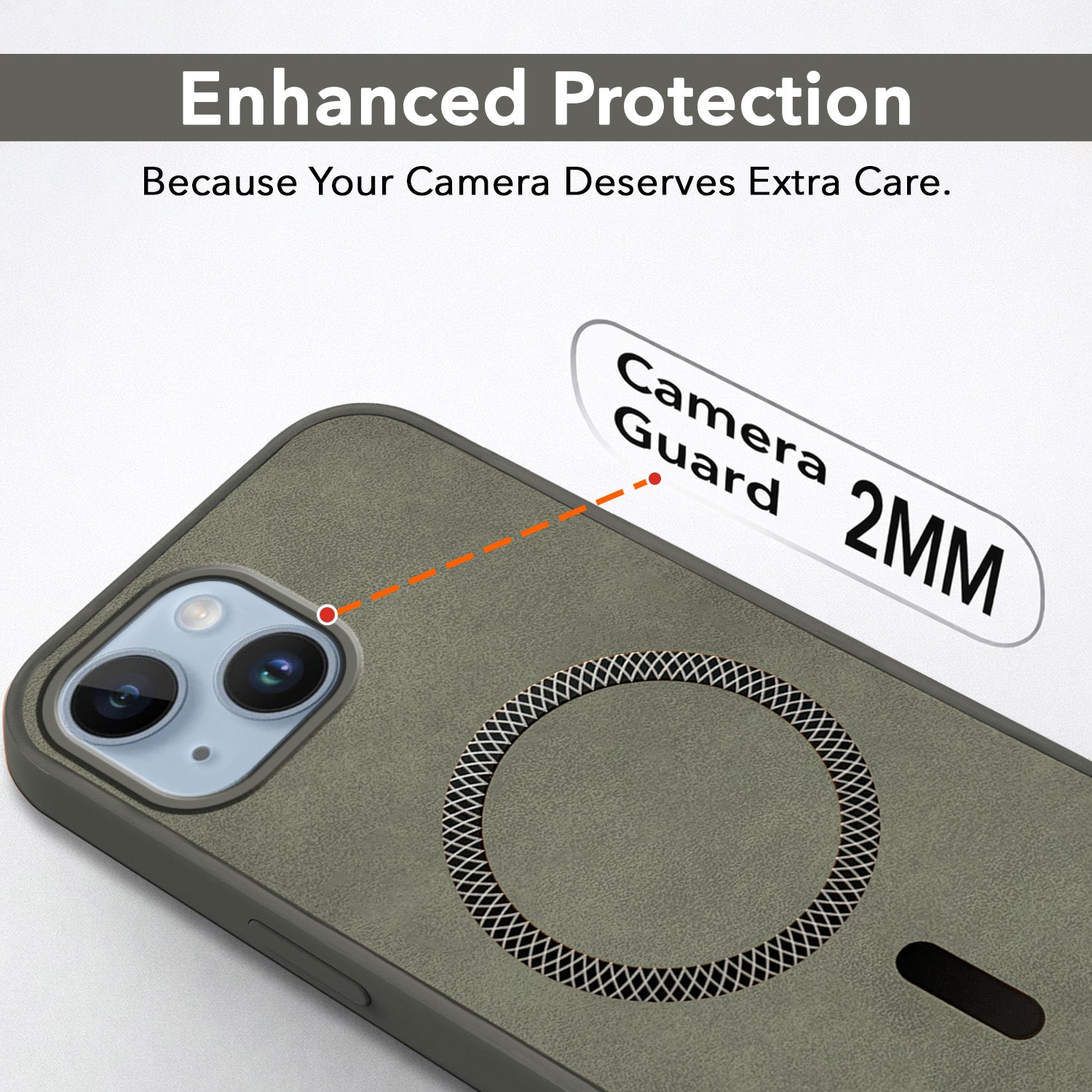 For Apple iPhone 14 Back Cover Case (Sleek Leather Finish | MagSafe Compatible Wireless Charging | Camera Bump Protection)
