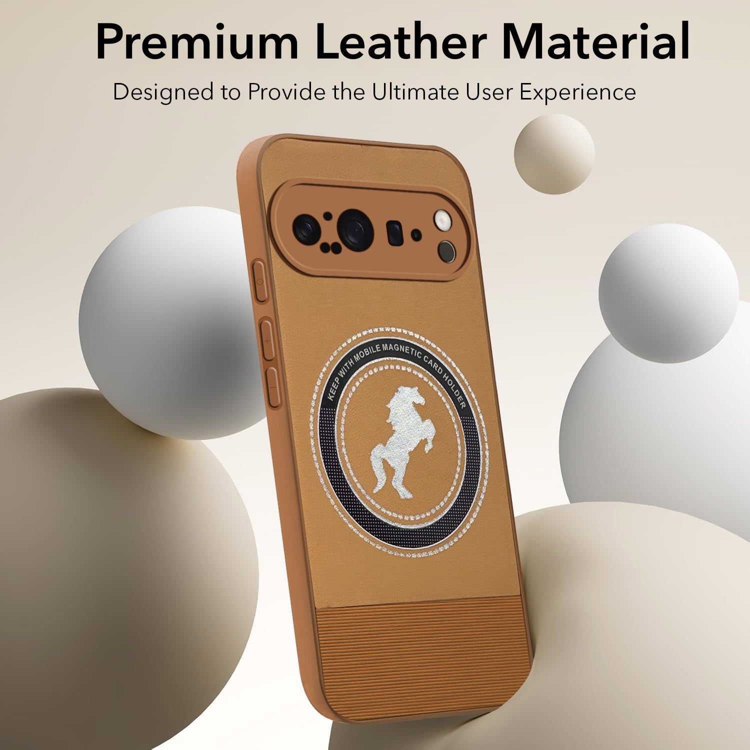 For Google Pixel 9 Pro Back Cover Case PU Leather Finish (Professional Minimalist Texture | MagSafe Compatile | Camera Protection | Sleek Sober Formal)