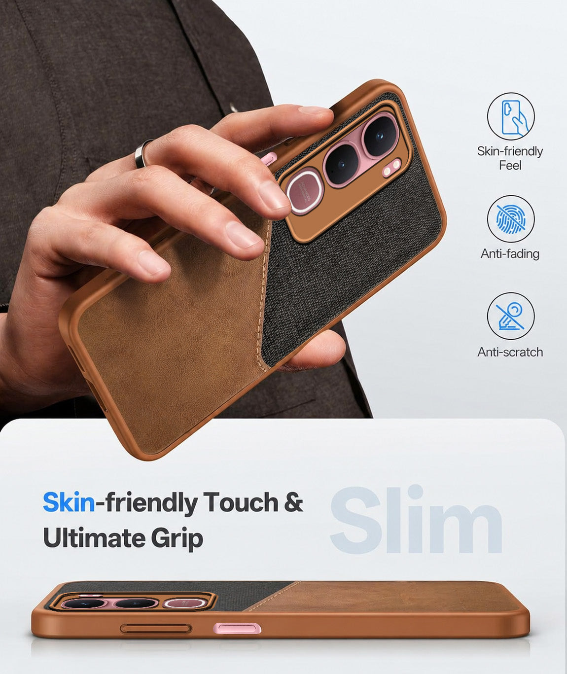 For Vivo Y31 5G Back Cover Case (Dual PU Leather Stitch | Professional Minimalist | Soft and Flexible)