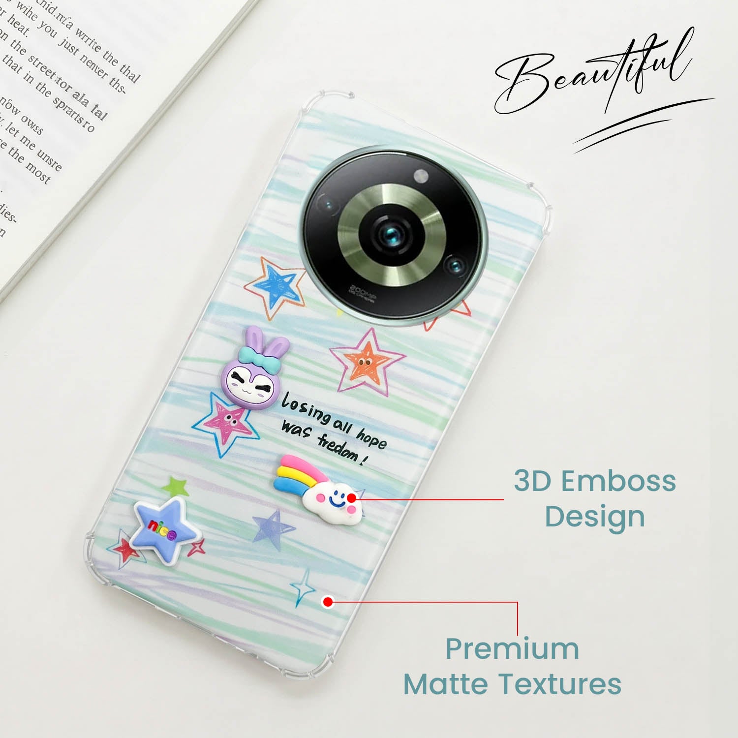 For Realme 11 Pro 5G | Realme 11 Pro Plus 5G Back Cover Case (3D Cute Cartoons | Hard Back Side Soft | Matte Premium Finish | HD Printing)