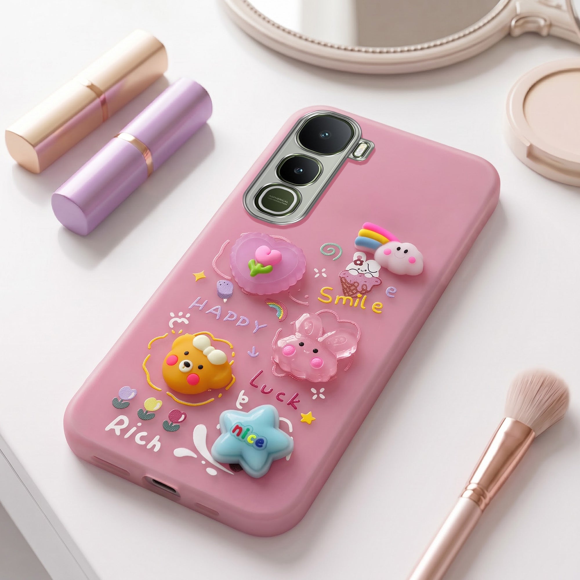 For Vivo Y400 Back Cover Case (3D Cute Cartoons | Hard Back Side Soft | Matte Premium Finish | HD Printing)