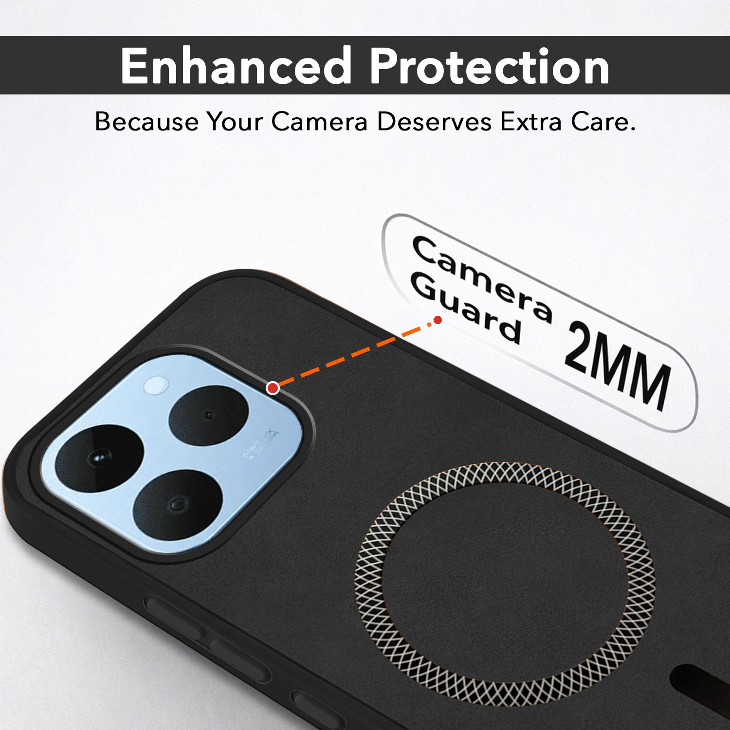 For Realme 15T | Realme Narzo 90 Back Cover Case Leather Finish (MagSafe Compatible Wireless Charging | Soft Touch | Camera Bump Protection)