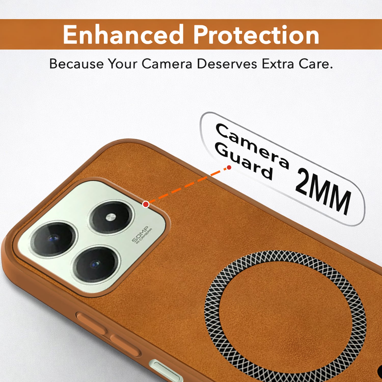 For Realme C63 4G Back Cover Case Leather Finish (MagSafe Compatible Wireless Charging | Soft Touch | Camera Bump Protection)