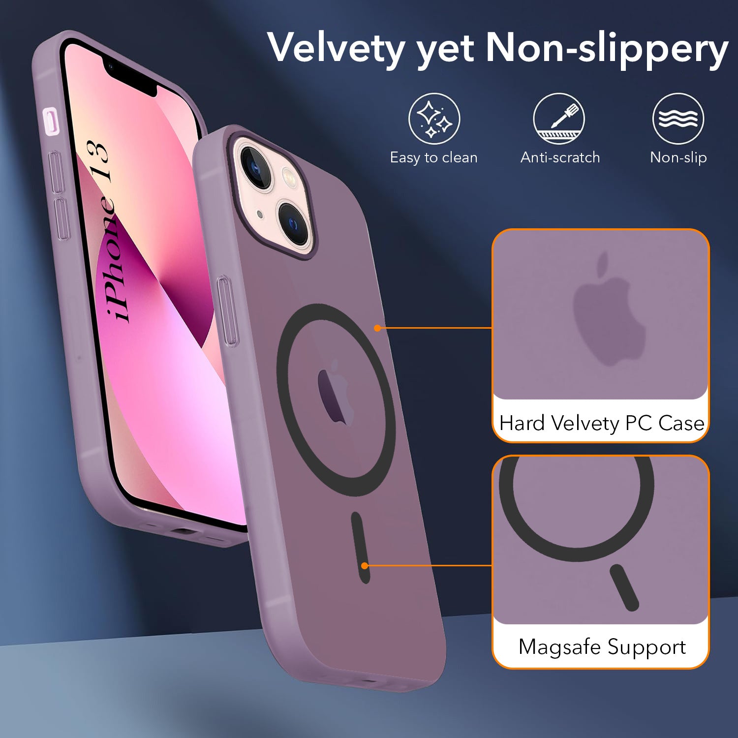 For Apple iPhone 13 Back Cover Case (Frosted Matte Feel | MagSafe Compatible Wireless Charging | Polycarbonate Material)