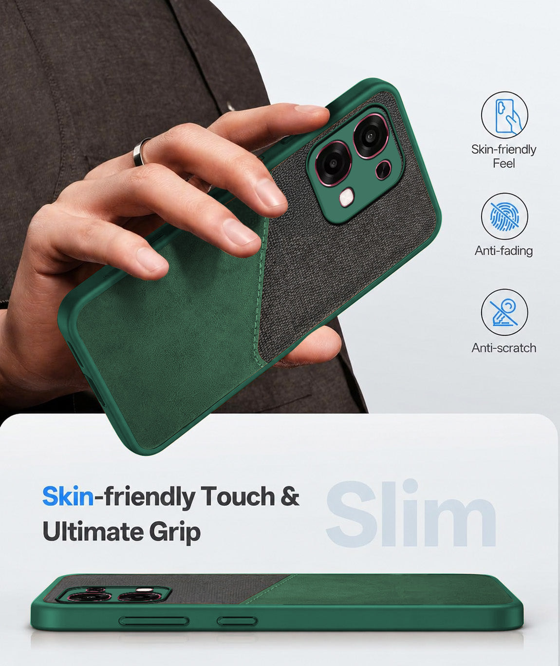 For Oppo F31 5G | Oppo F33 5G Back Cover Case (Dual PU Leather Stitch | Professional Minimalist | Soft and Flexible)