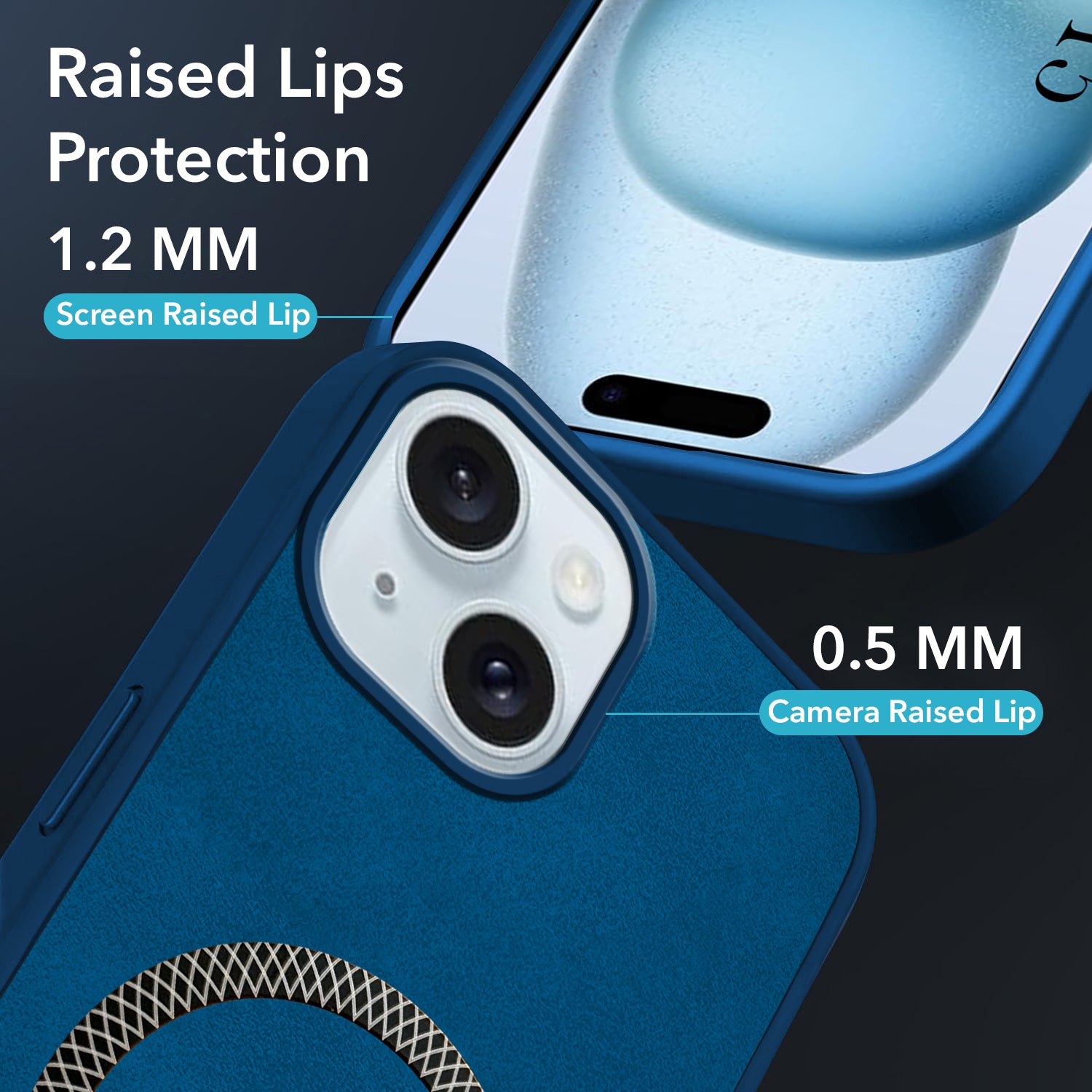 For Apple iPhone 15 Back Cover Case Leather Finish (MagSafe Compatible Wireless Charging | Soft Touch | Camera Bump Protection)