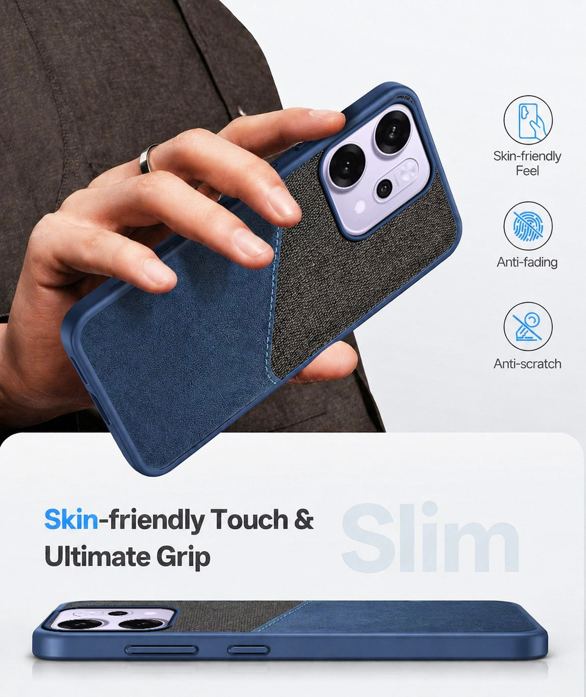 For Oppo Reno14 Pro 5G | Oppo Reno 14 Pro 5G Back Cover Case (Dual PU Leather Stitch | Professional Minimalist | Soft and Flexible)