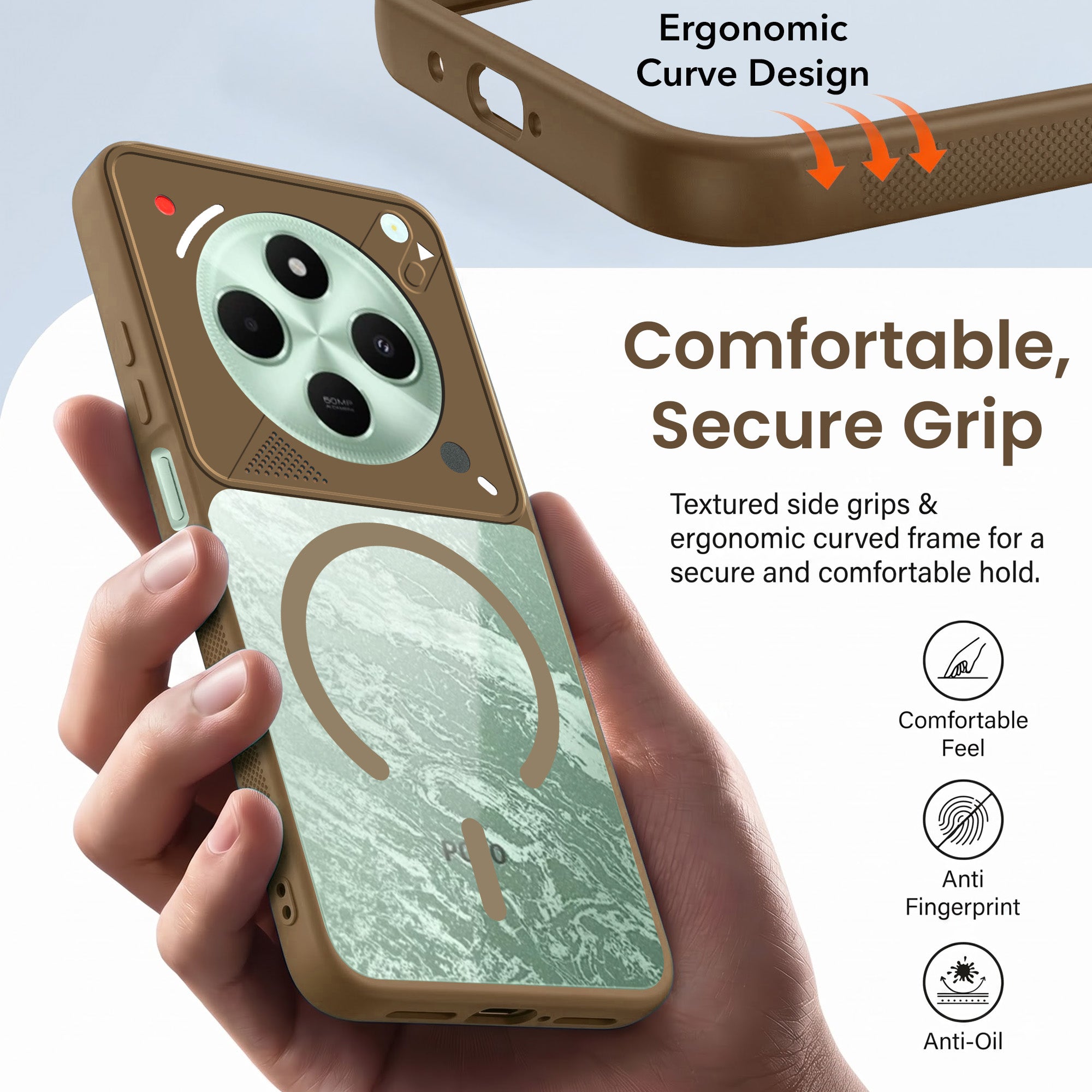 For Poco C75 | Poco M7 Back Cover Case Lifetime Anti-Yellow Clear (Camera Protection | Side Grip | Wireless MagSafe Compatible)