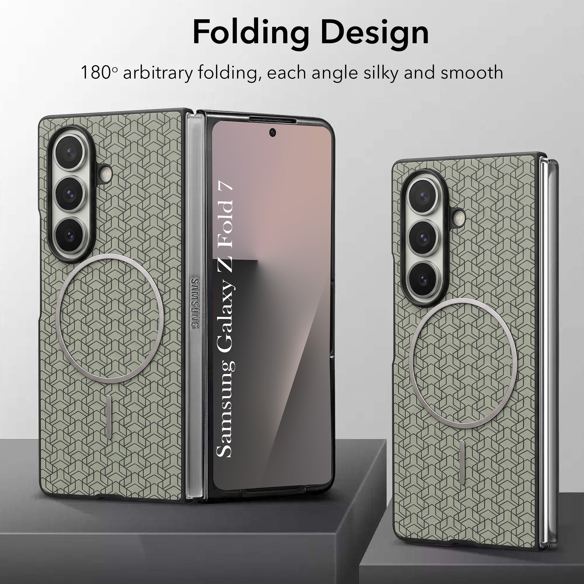 For Samsung Galaxy Z Fold 7 Back Cover Case Leather Finish (MagSafe Wireless Charging Compatible | Inside Microfiber Cloth)