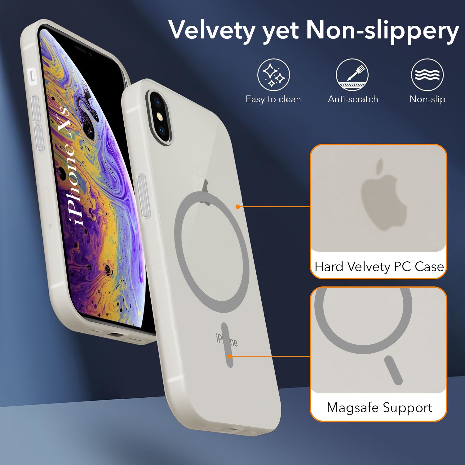 For Apple iPhone Xs Back Cover Case (Frosted Matte Feel | MagSafe Compatible Wireless Charging | Polycarbonate Material)
