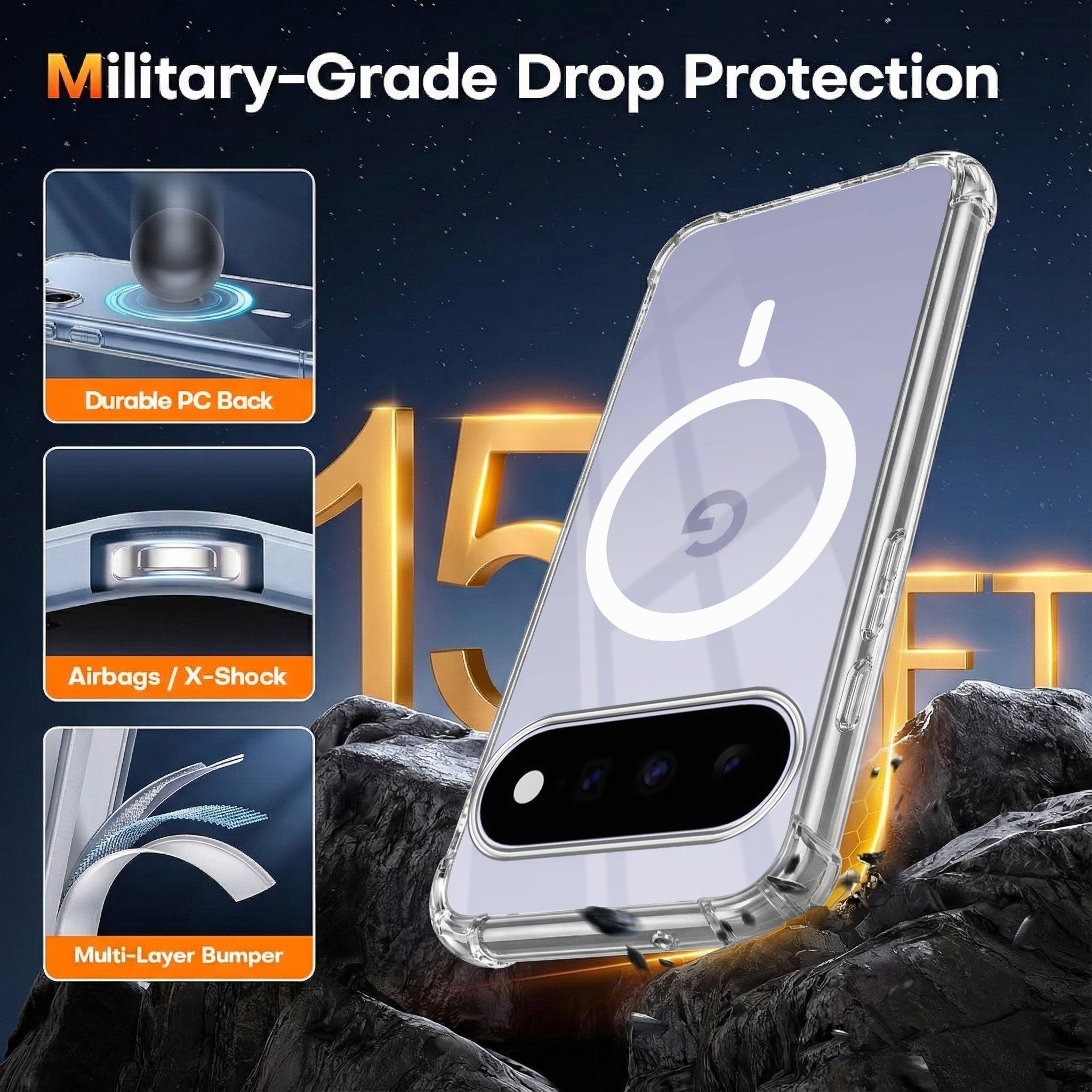 For Google Pixel 11 Back Cover Shockproof Crystal-Clear (Magsafe Wireless Support | Drop & Camera Protection | Hard Polycarbonate)
