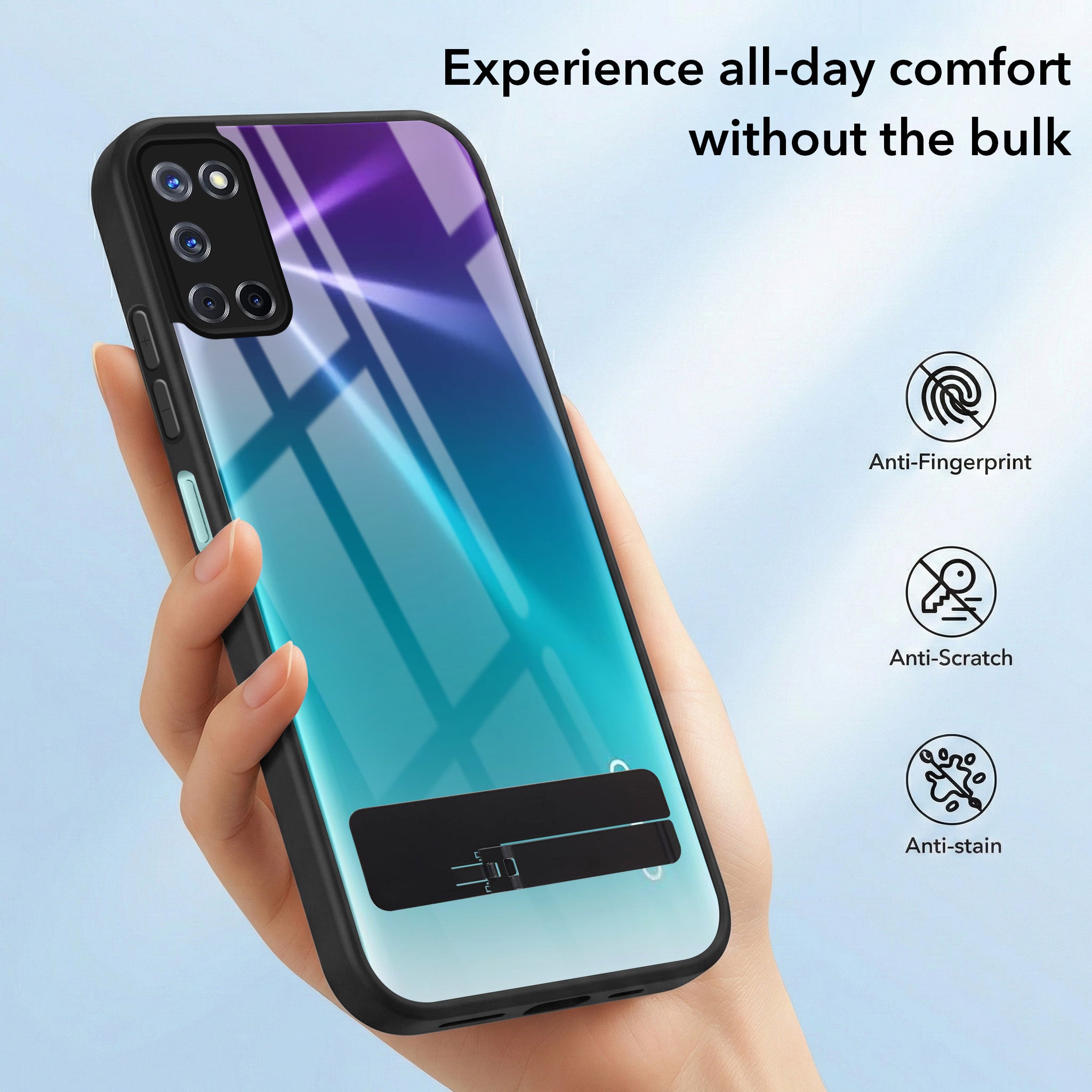 For Oppo A72 Back Cover Case (Built-in Stand | Lifetime Anti Yellow | Kickstand Shockproof | Camera Protection | MagSafe Compatible)