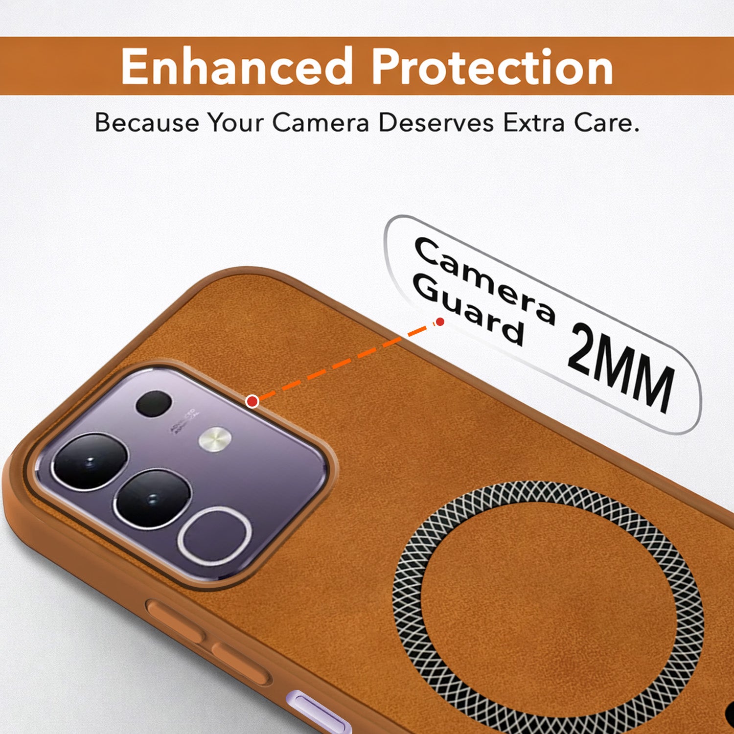 For Vivo T4x | Vivo Y31 Pro Back Cover Case Leather Finish (MagSafe Compatible Wireless Charging | Soft Touch | Camera Bump Protection)