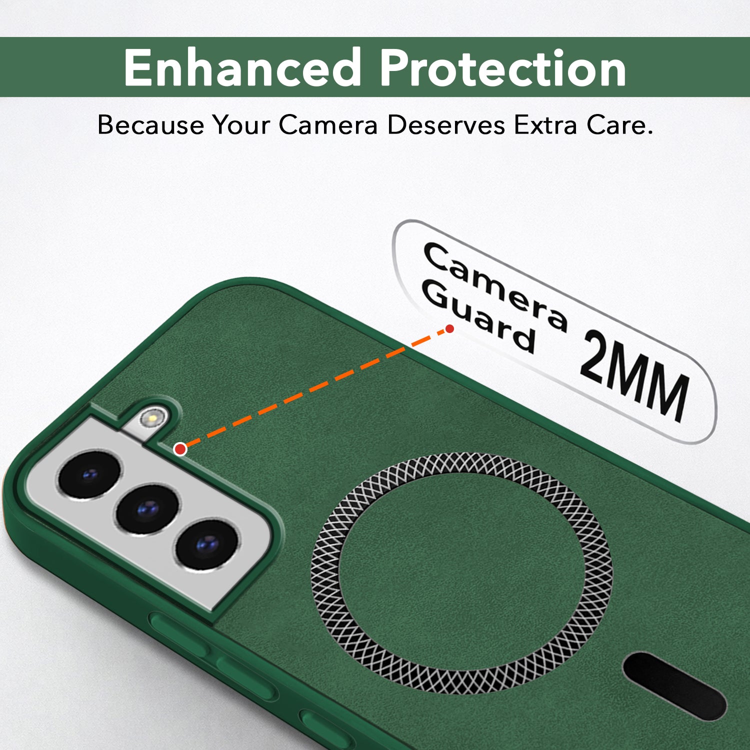 For Samsung Galaxy S22 Back Cover Case Leather Finish (MagSafe Compatible Wireless Charging | Soft Touch | Camera Bump Protection)
