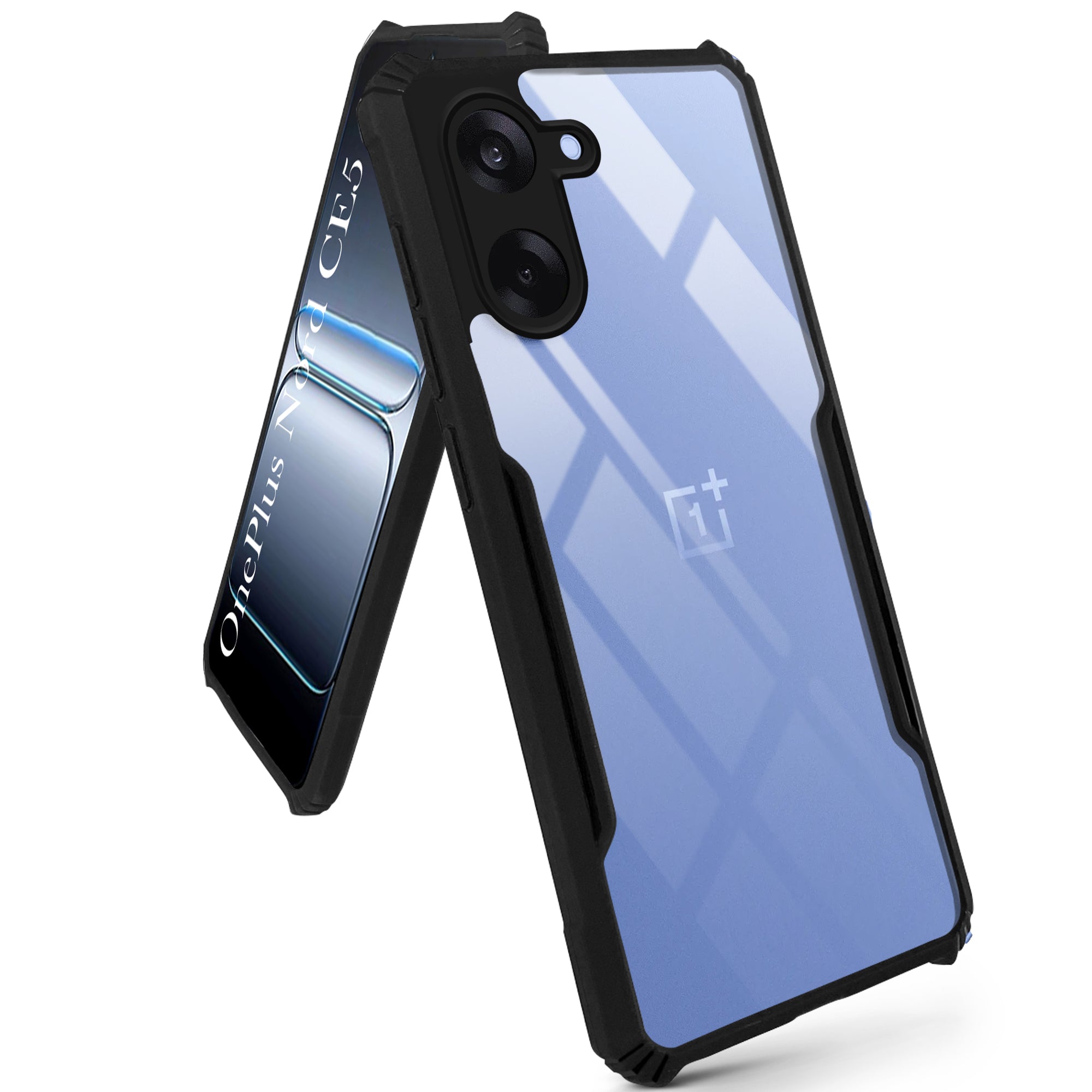 For Oneplus Nord CE 5 Back Cover Case (Shockproof with Polycarbonate Clear Panel | Professional Black)