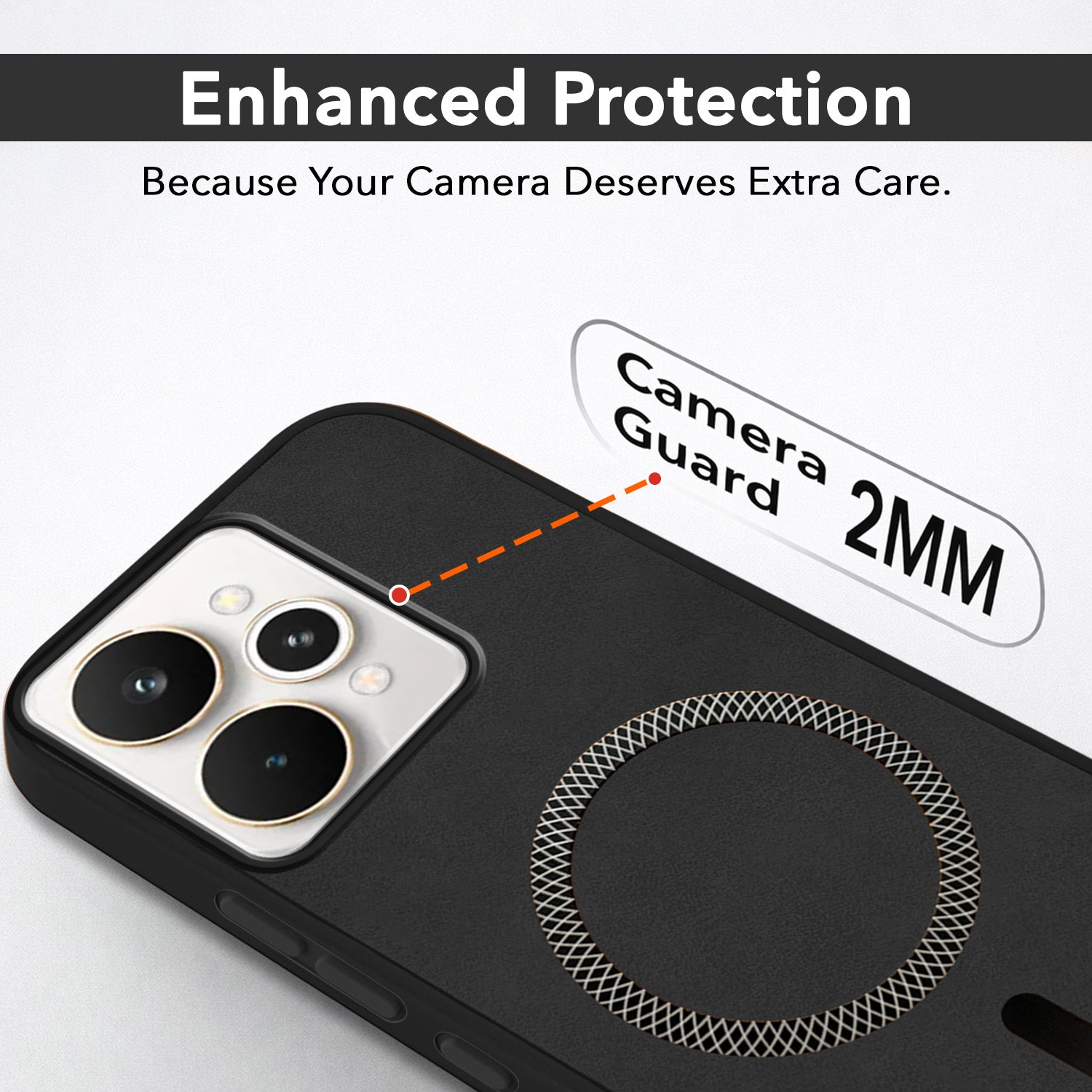 For Realme 15 Back Cover Case Leather Finish (MagSafe Compatible Wireless Charging | Soft Touch | Camera Bump Protection)